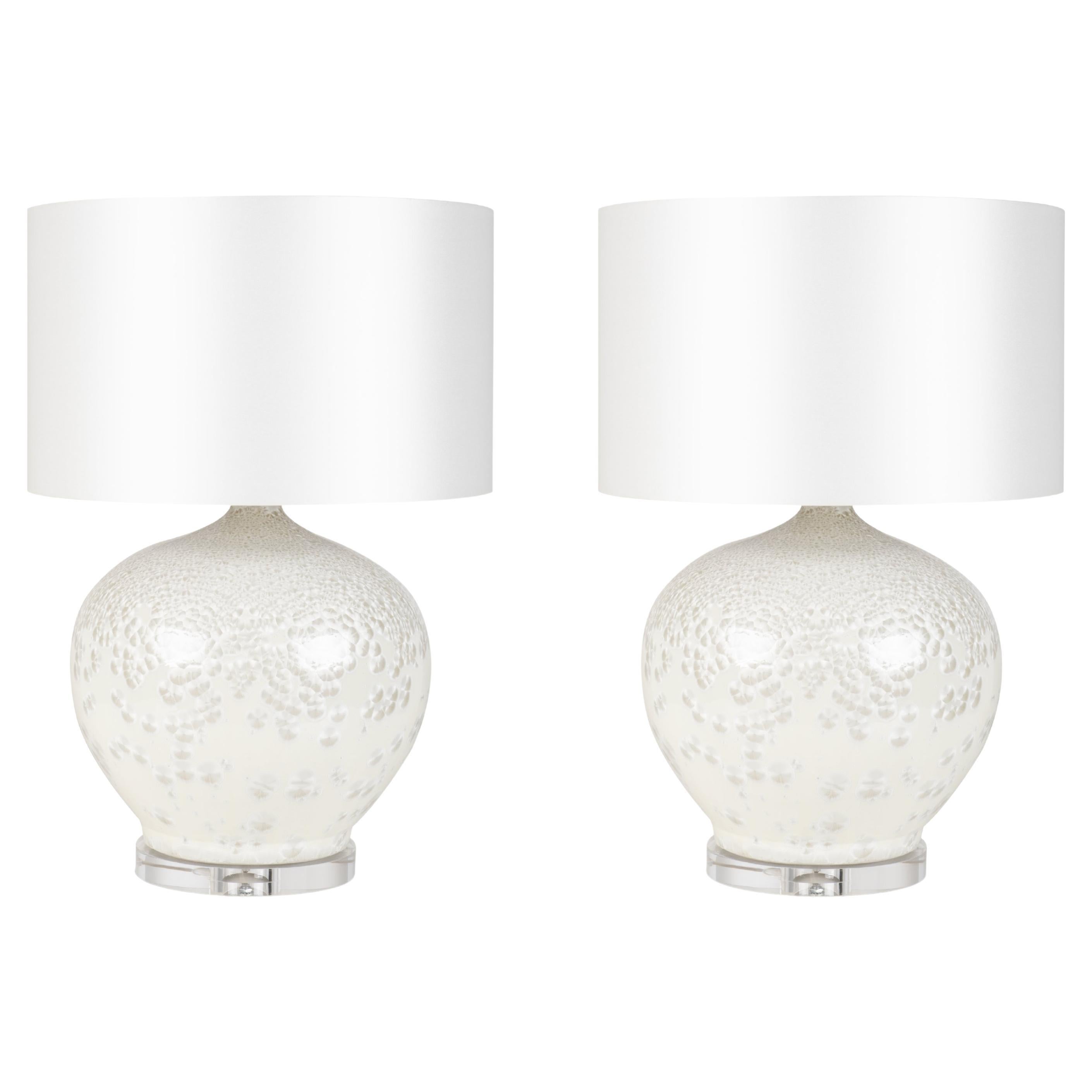 Set/2 lampade da tavolo moderne, base in porcellana, paralume in raso, fatte a mano Greenapple