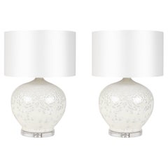 Set/2 lampes de table Modernity, socle en porcelaine, abat-jour en satin, fait main Greenapple