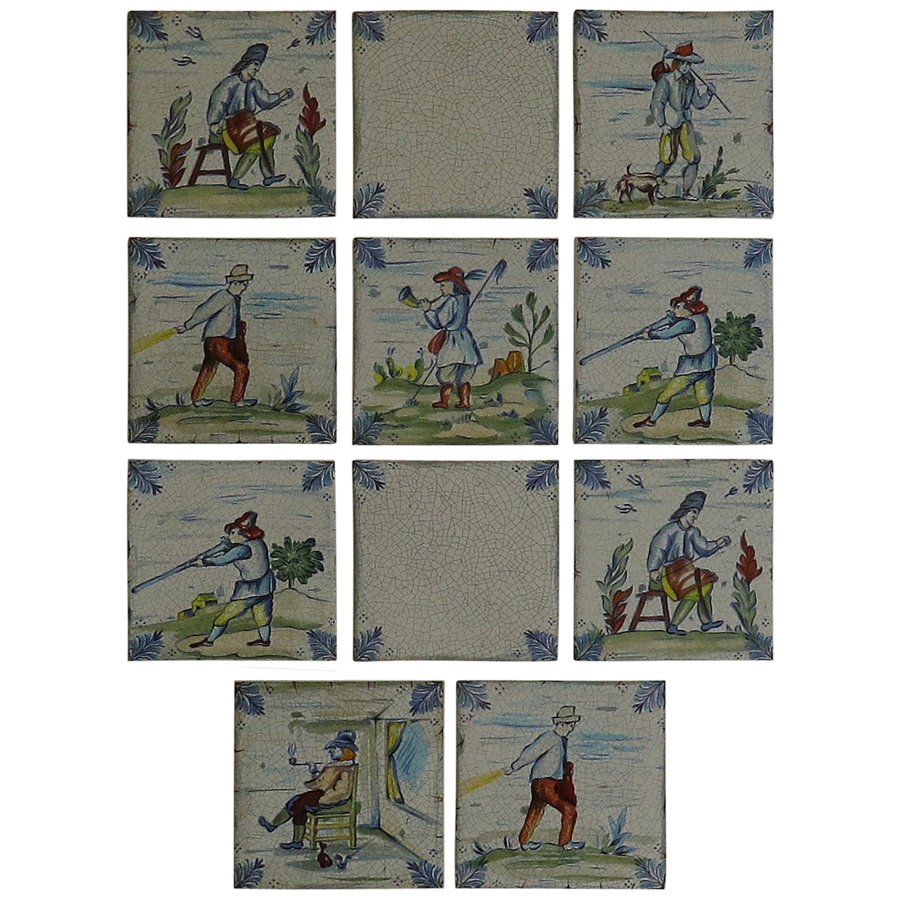Set of Eleven Ceramic Wall Tiles by Servais of Germany Set 2, circa 1950