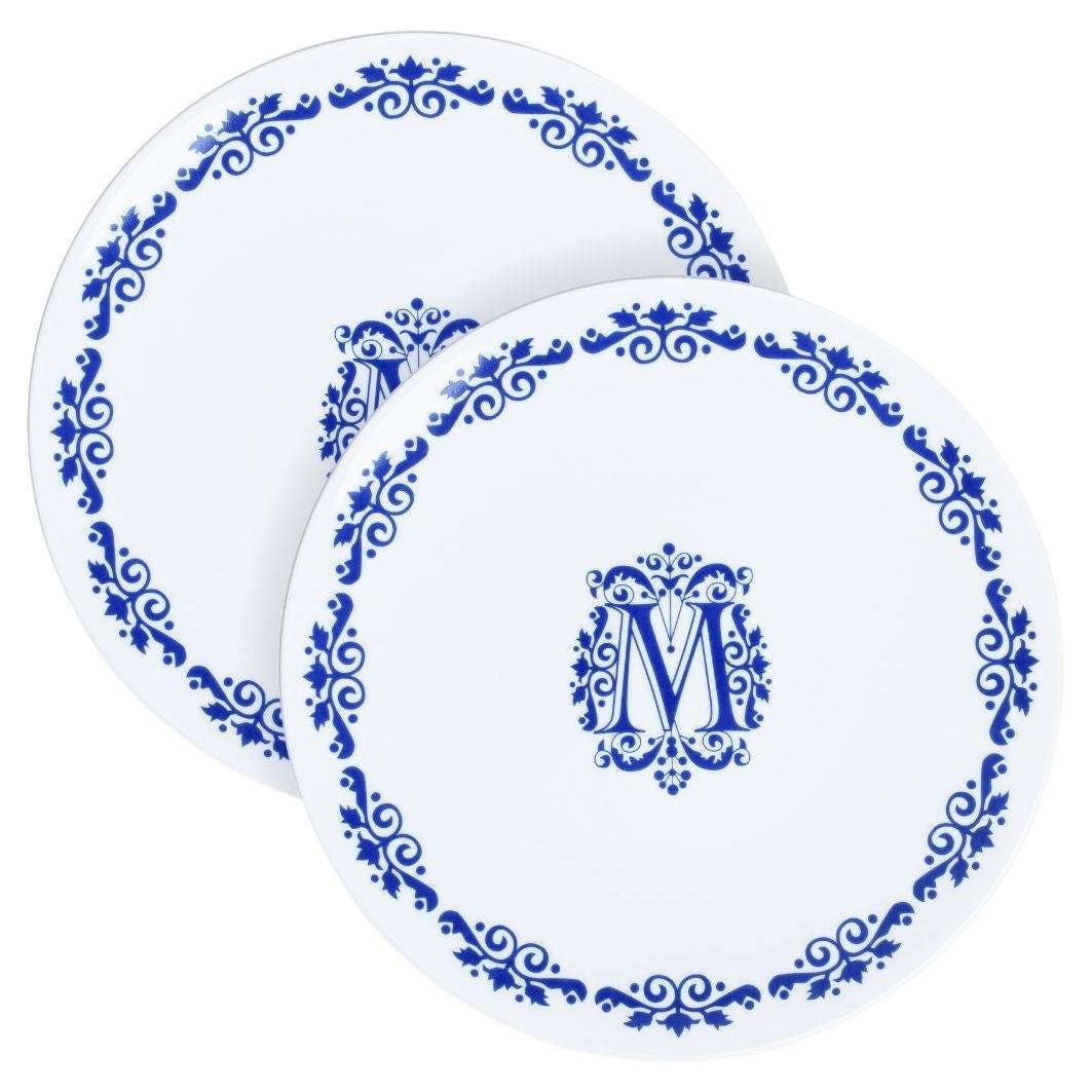  Set 2 Pcs Dinner Plates Ornements Collection Maison Manoï Limoges Porcelain For Sale