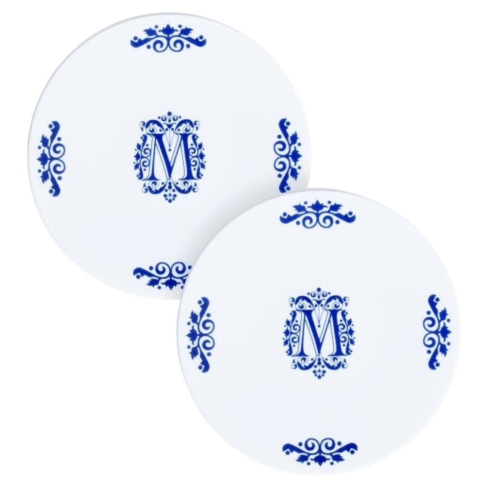 Set 2 Pcs Plates Ornements Collection Maison Manoï Limoges Porcelain For Sale