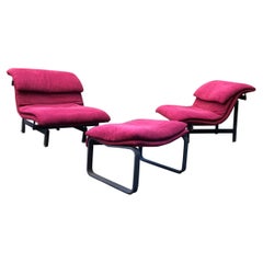 2er Set Poltrone E Sgabello Mod, Wave Design Di Gianni Offredi Per Saporiti