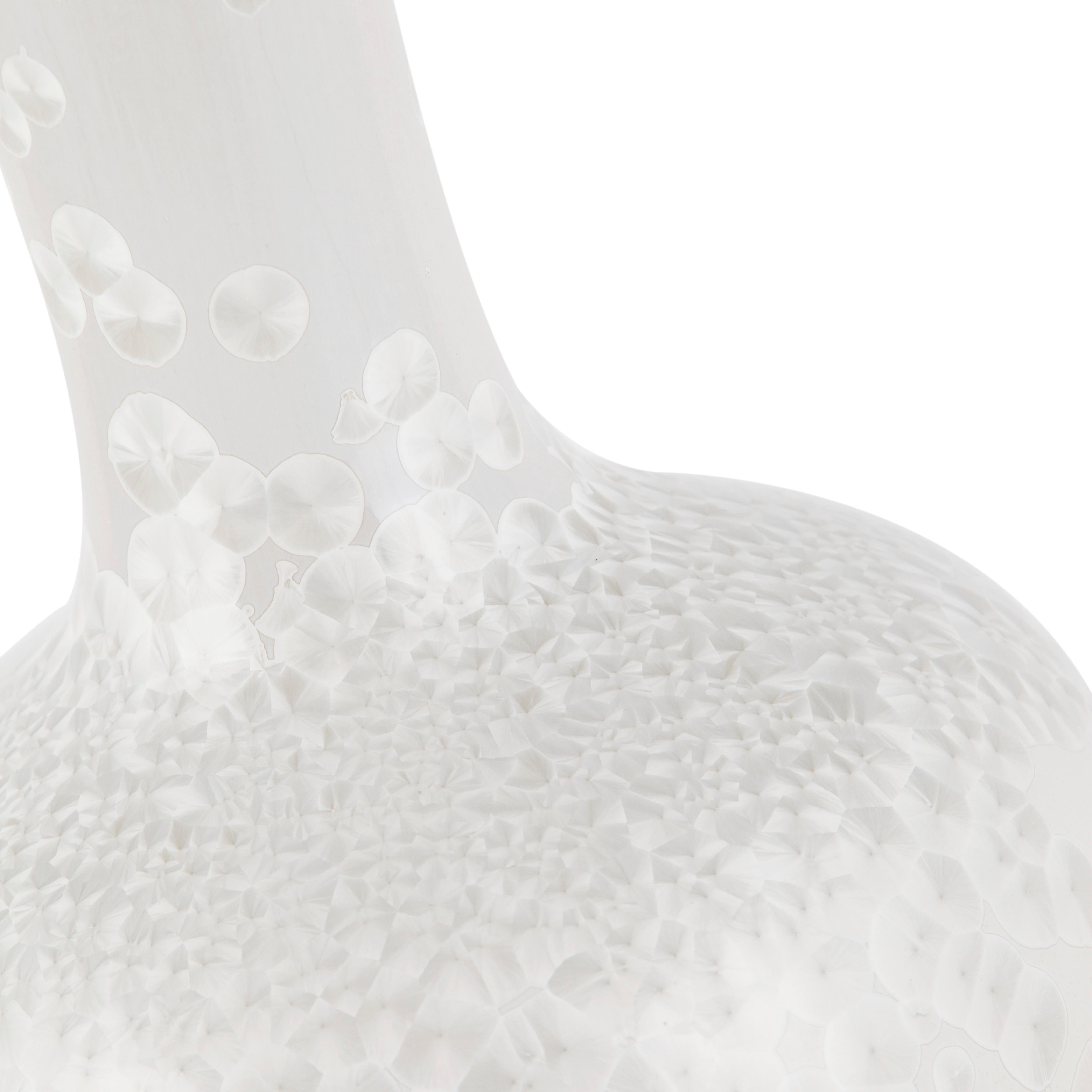 Contemporary Set/2 Porcelain Vase & Pot, White, Handmolded & Hand Decorated For Sale