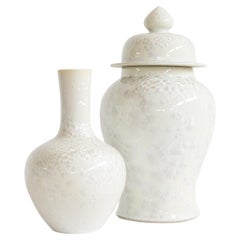 Ensemble/2 Vase et pot en porcelaine, blanc, par Lusitanus Home