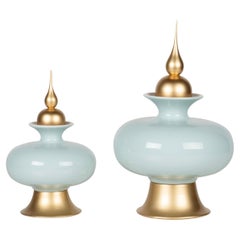 Set/2 Pots, Ceramic Pots, Green, Handmade in Portugal by Lusitanus Home