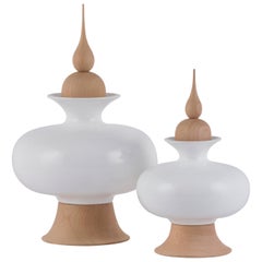 Set/2 Topf, Keramiktöpfe, weiß, handgefertigt in Portugal von Lusitanus Home