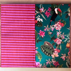 Lot de 2 chemins de table en velours de polyester ; motif tropical et rayures