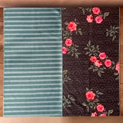 Lot de 2 chemins de table en velours de polyester ; motifs floraux et rayés