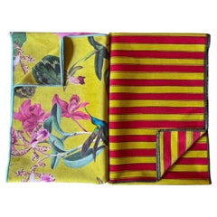 Set 2 Runner in velluto di poliestere; fantasia tropicale e righe