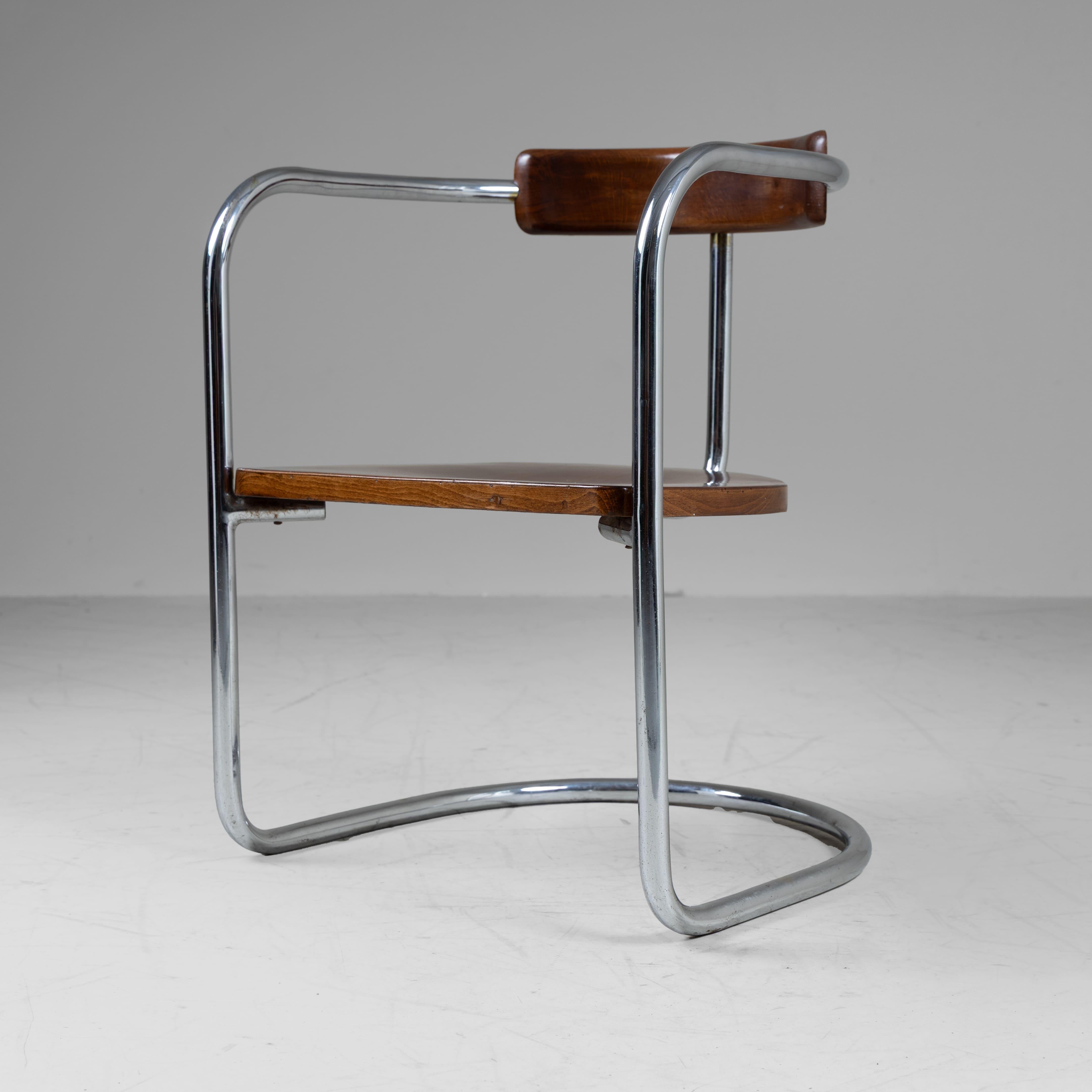 Set 2 sedie e tavolino in stile razionalista, Produzione Cova, 1935 im Angebot 3