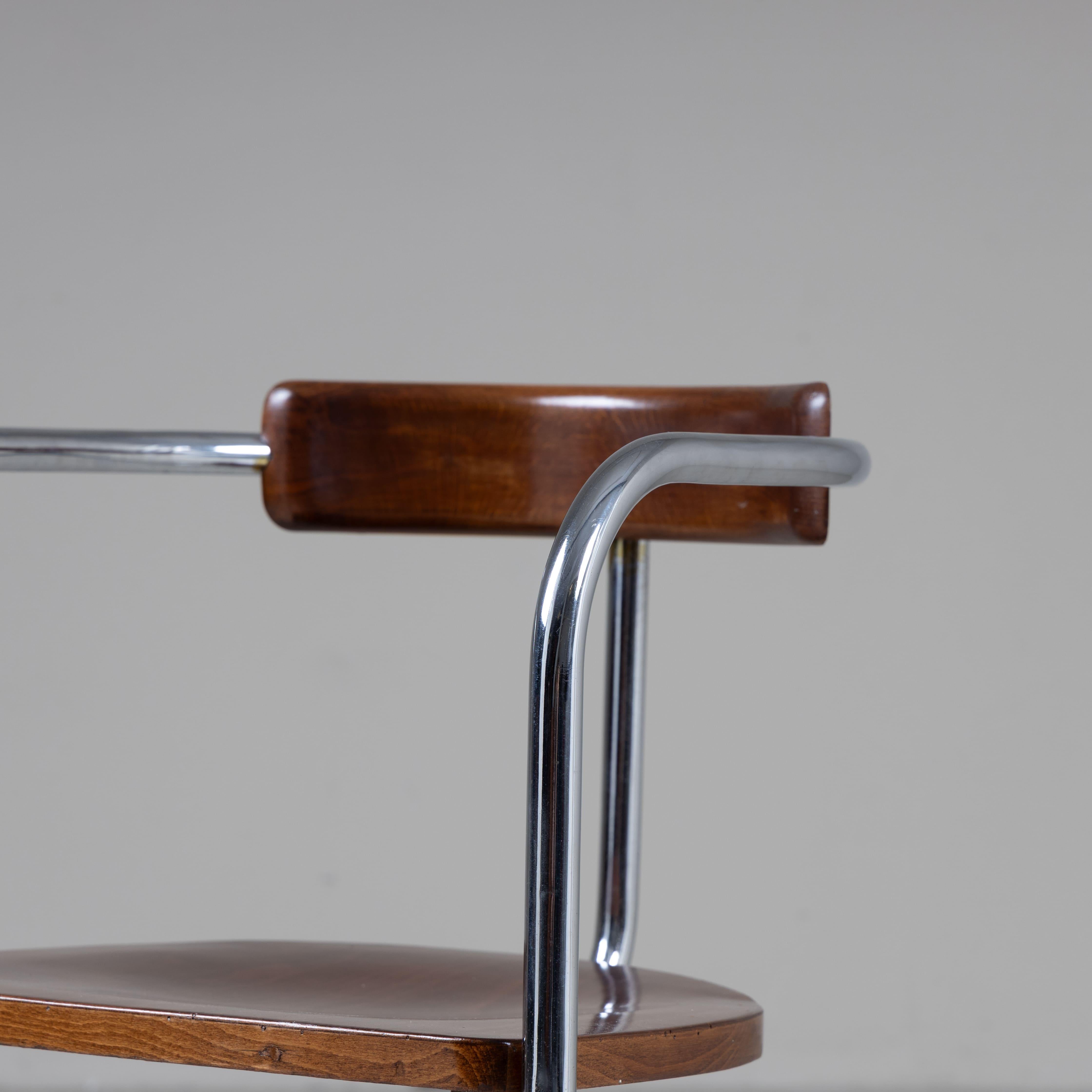 Set 2 sedie e tavolino in stile razionalista, Produzione Cova, 1935 im Angebot 5