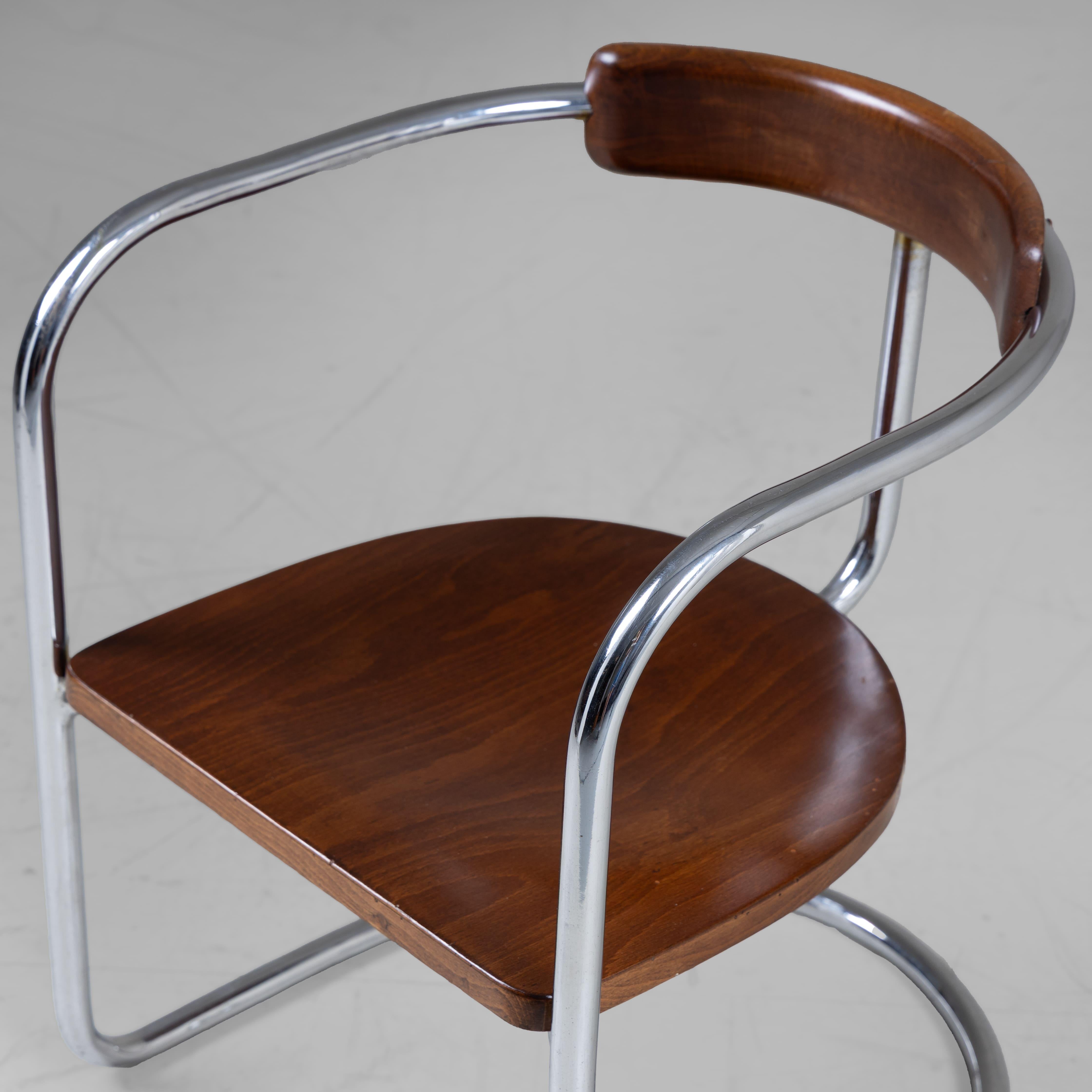 Set 2 sedie e tavolino in stile razionalista, Produzione Cova, 1935 im Angebot 6