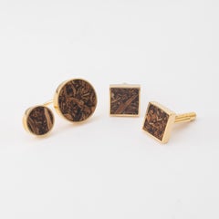 Set 2, Vinha Cufflinks and Lua Ring in Gold Plated Brass by VIKA TONU x MATTER