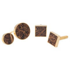 Set 2, Vinha Cufflinks and Lua Ring in Gold Plated Brass by VIKA TONU x MATTER