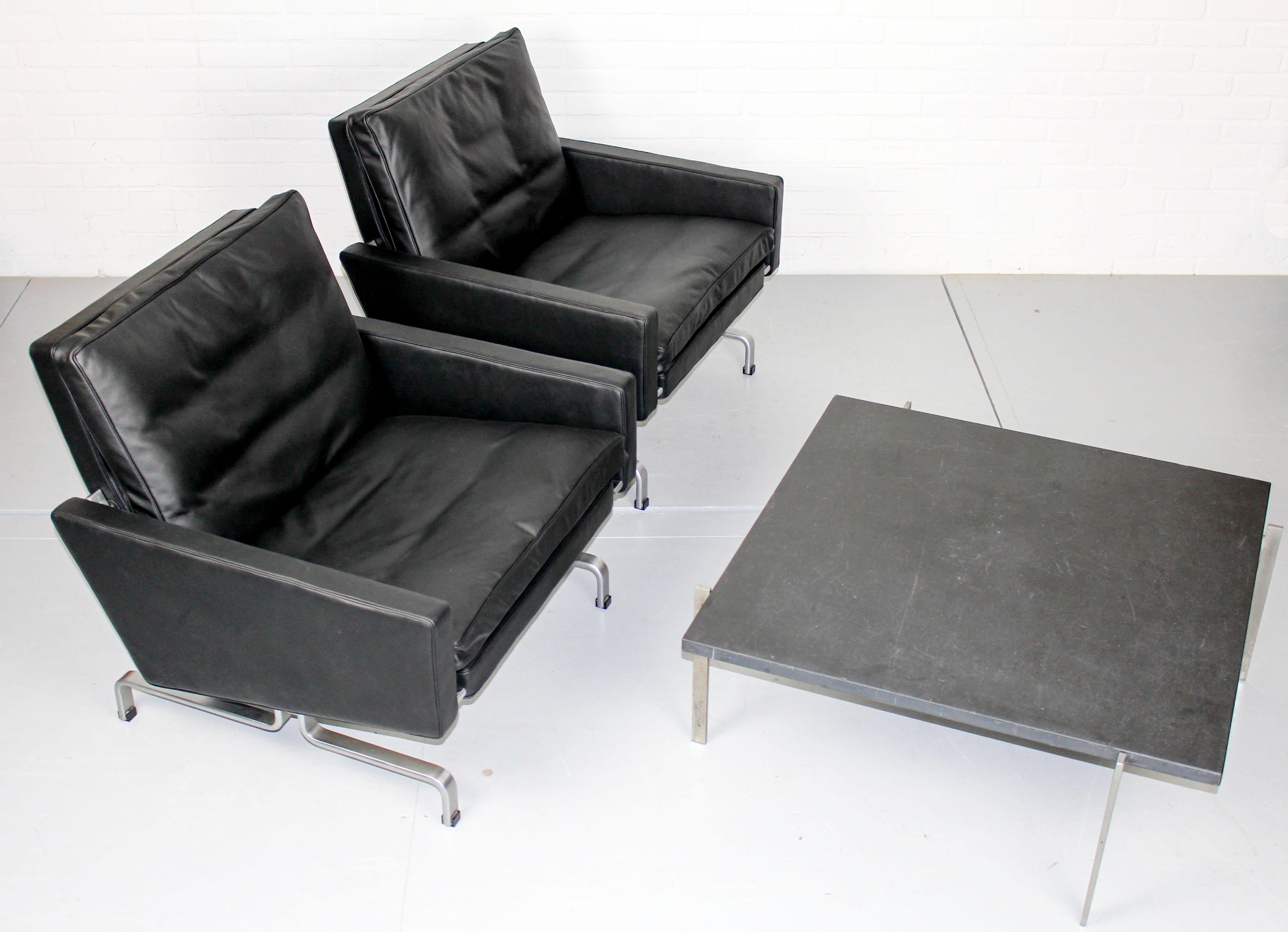 Set 2 Vintage PK31/1 Lounge Chair & PK61 Coffee Table by Poul Kjaerholm for E. K 10