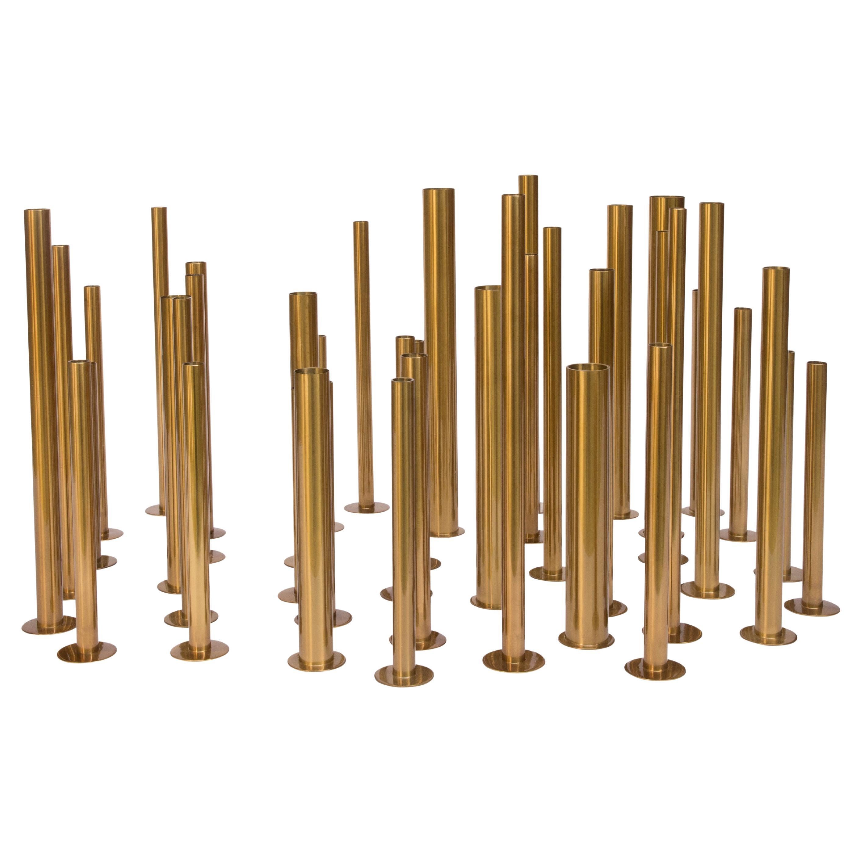 Set 20 sculture decorative in tubo d'ottone portafiori di Diego Mardegan in vendita