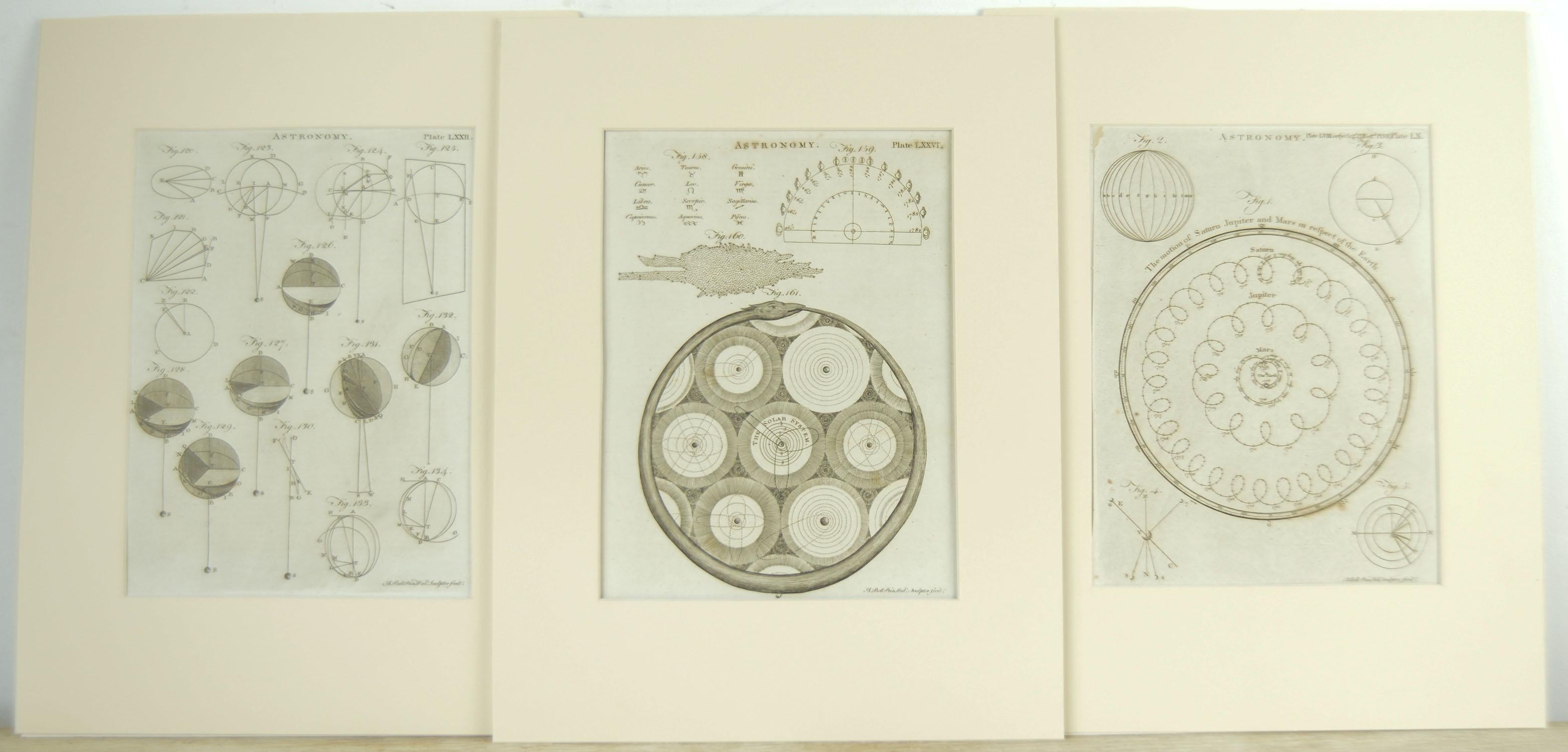 Paper Set 24 18th Century Astronomy Prints by A.Bell