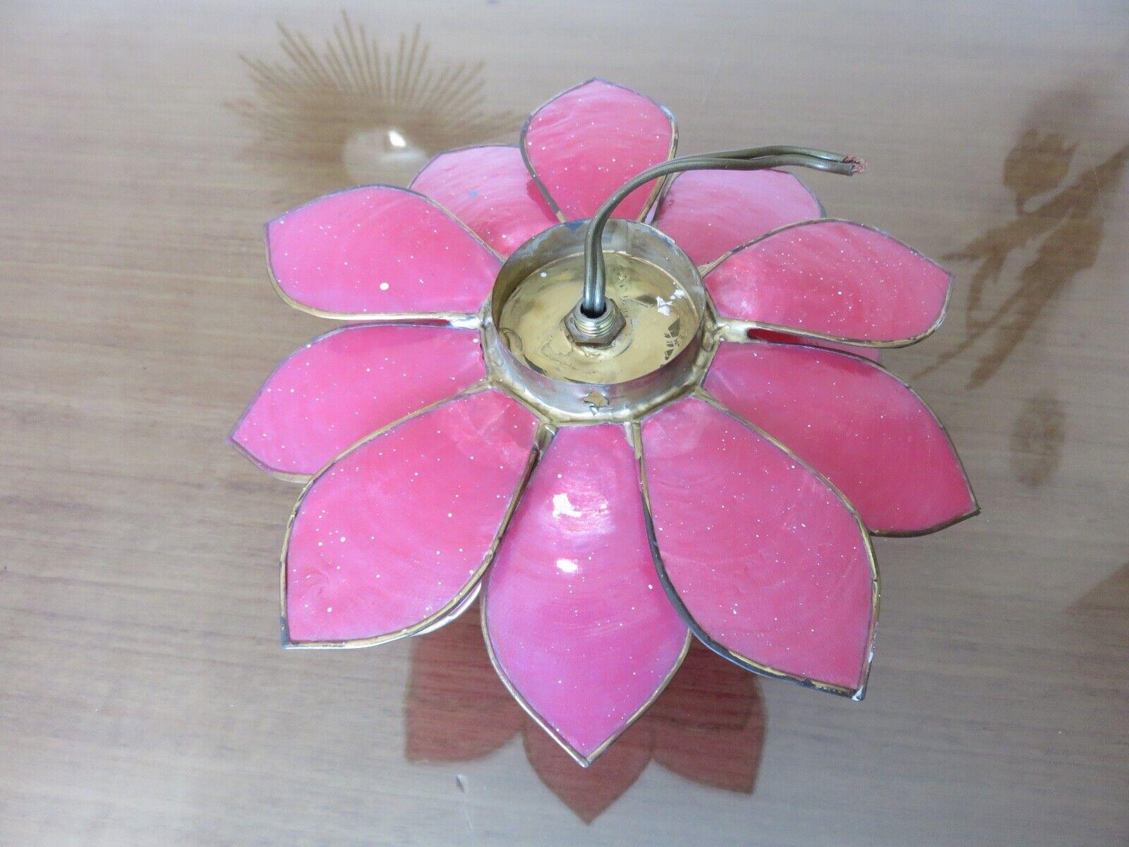 Mother-of-Pearl Set / 3 1950s French Regency Pink Nacre Mother of Pearl Floral Form Wall Sconces For Sale