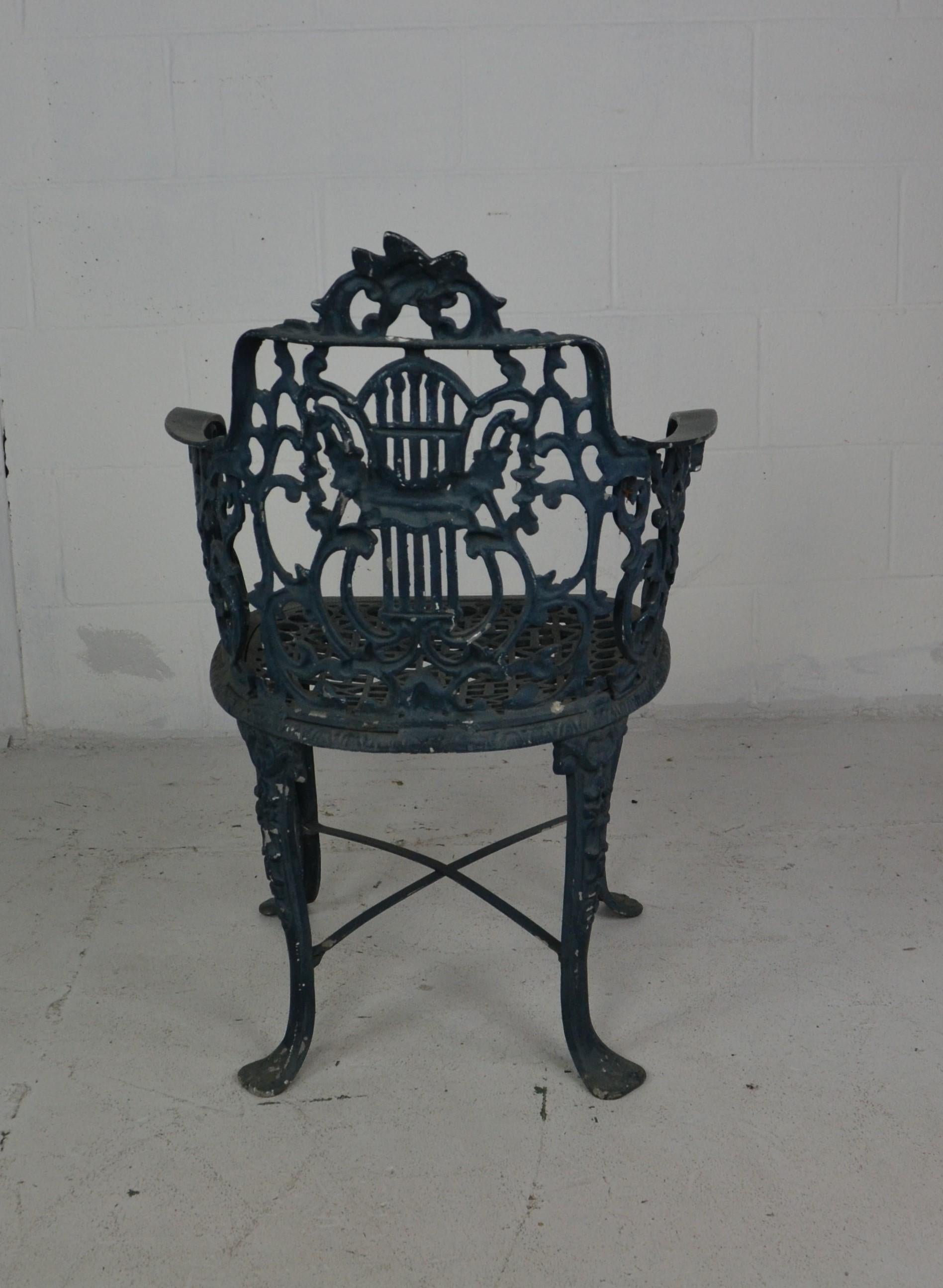 Metal Set of 3 1950s Garden / Patio Chairs