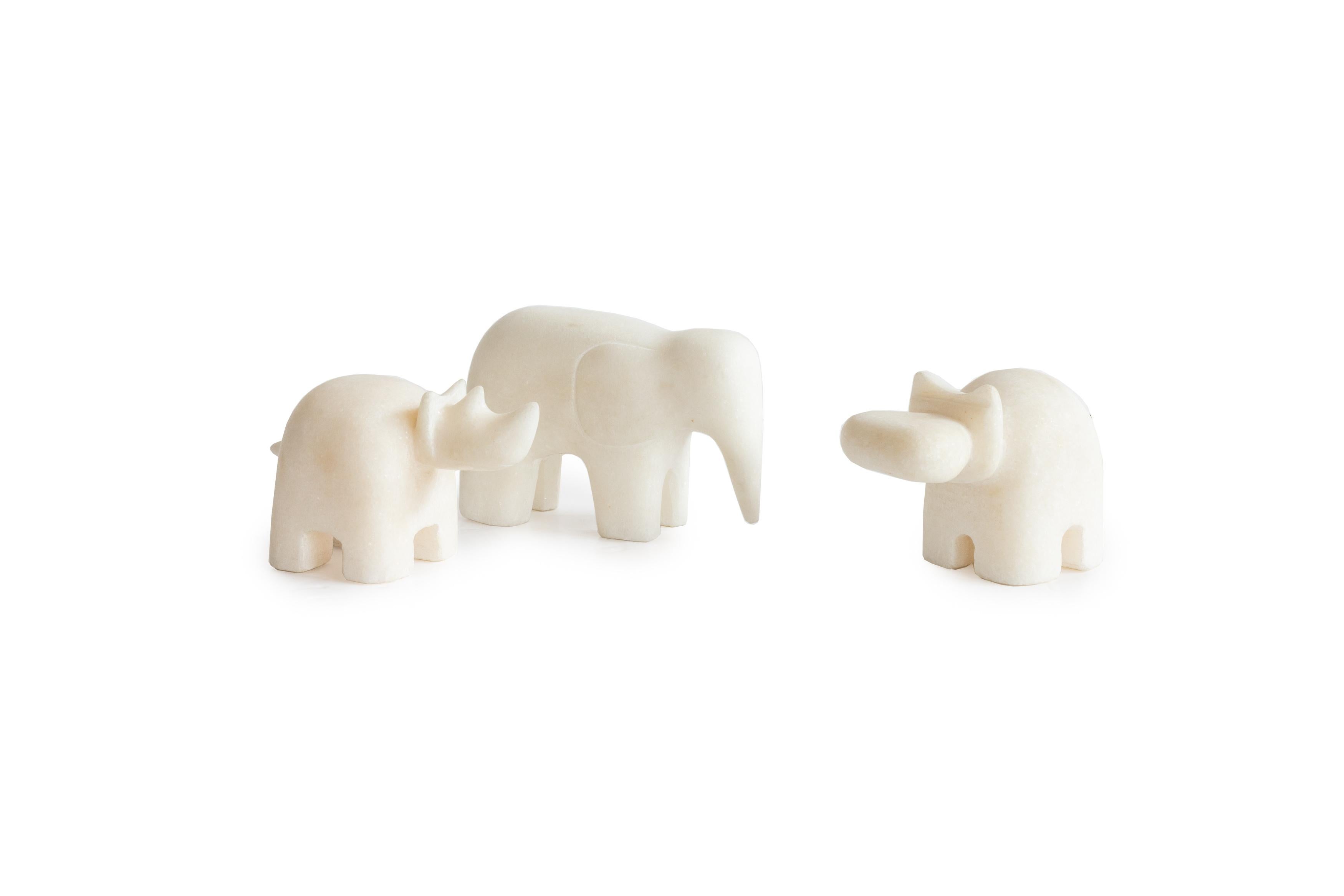 Ensemble/3 Animals, marbre Calacatta Bianco, fabriqué à la main par Lusitanus Home en vente 2