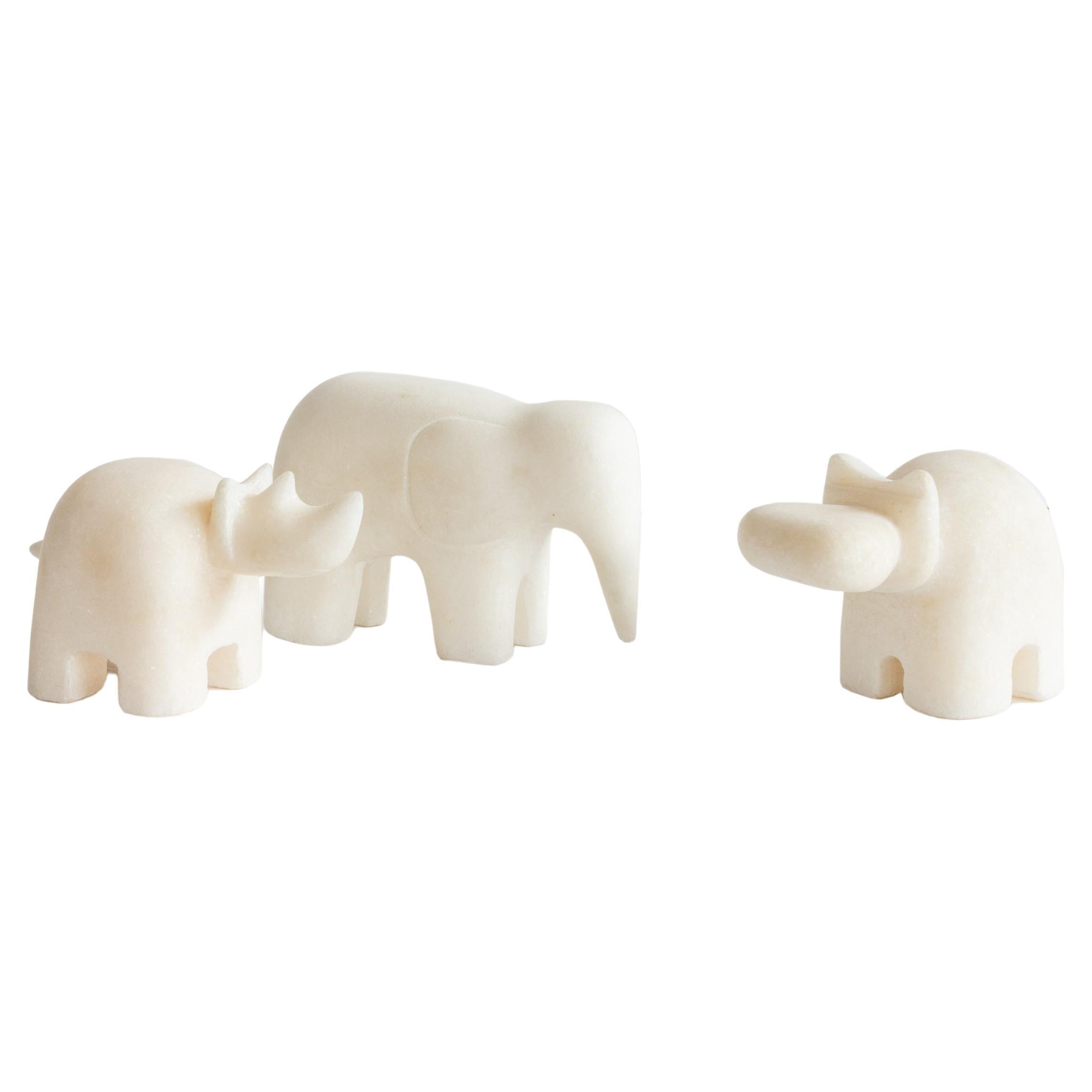 Ensemble/3 Animals, marbre Calacatta Bianco, fabriqué à la main par Lusitanus Home en vente