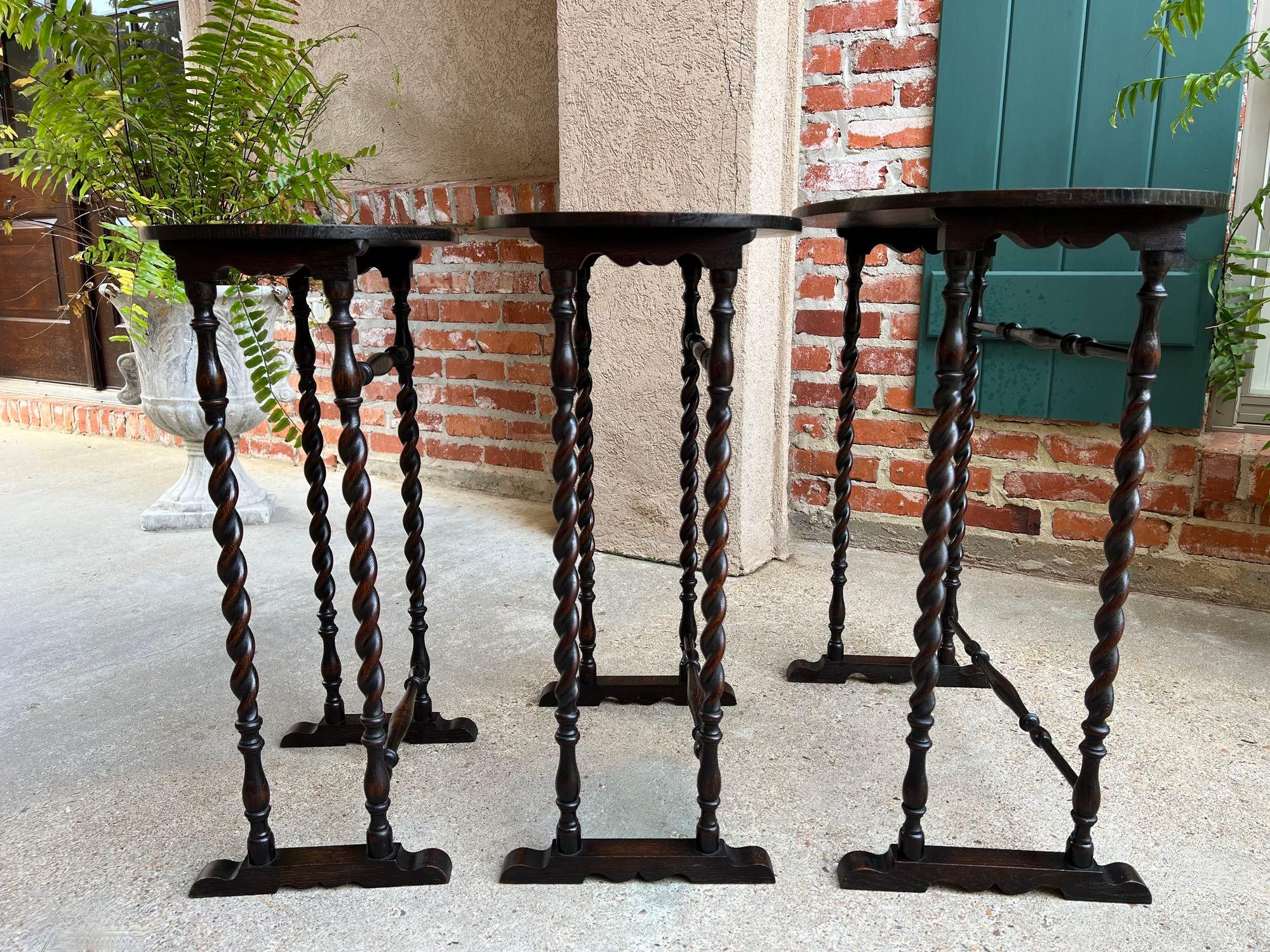 SET 3 Antique English Nesting TABLE BARLEY TWIST Oval Chester City Club 1924 2