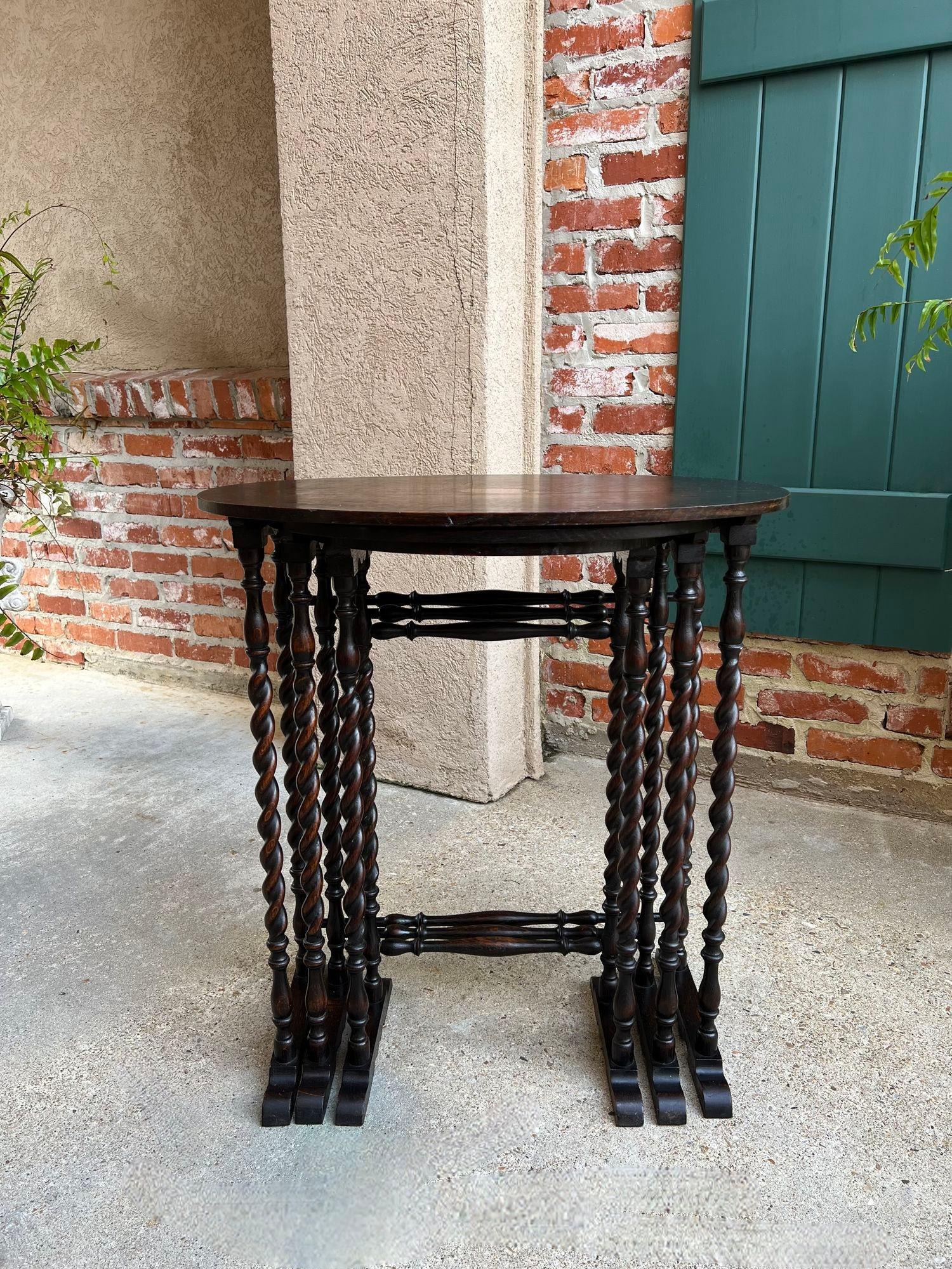 SET 3 Antique English Nesting TABLE BARLEY TWIST Oval Chester City Club 1924 3
