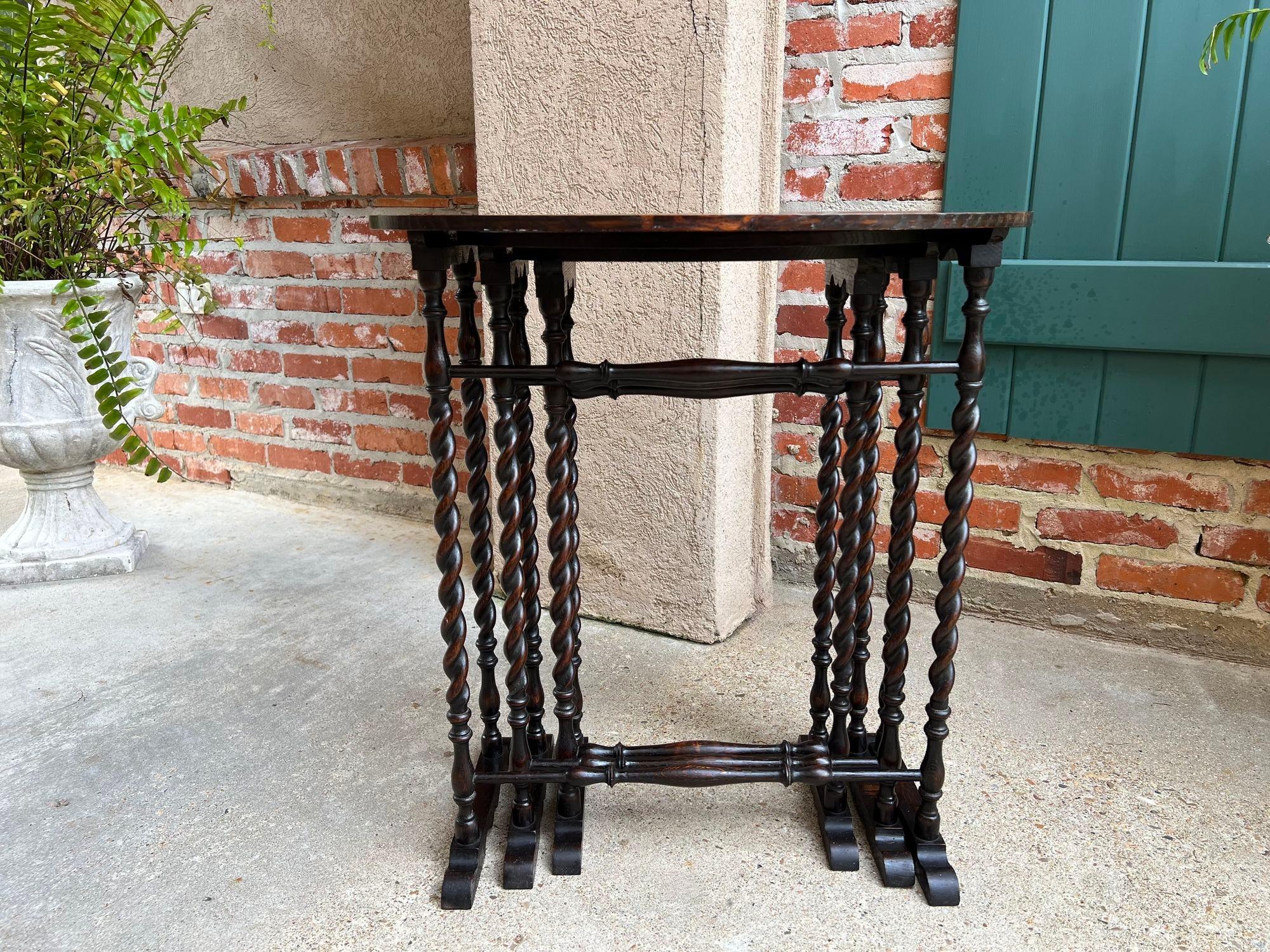 SET 3 Antique English Nesting TABLE BARLEY TWIST Oval Chester City Club 1924 8