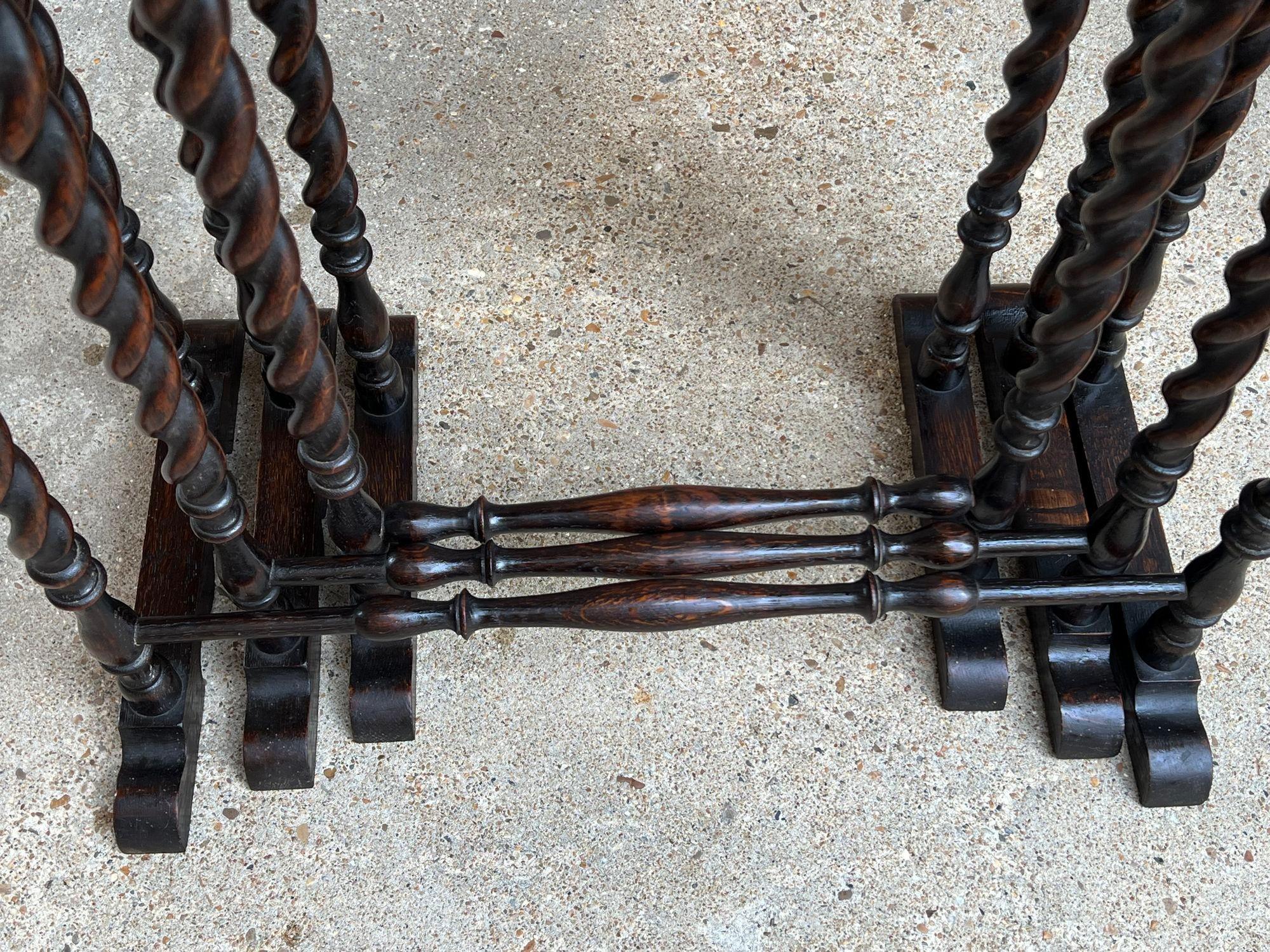 SET 3 Antique English Nesting TABLE BARLEY TWIST Oval Chester City Club 1924 12