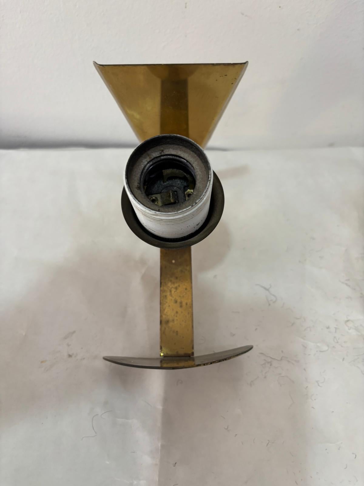 Satz 3 Applique con paravento in seta e struttura in ottone anni '60 im Angebot 10