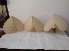 Set 3 Applique con paravento in seta e struttura in ottone anni '60