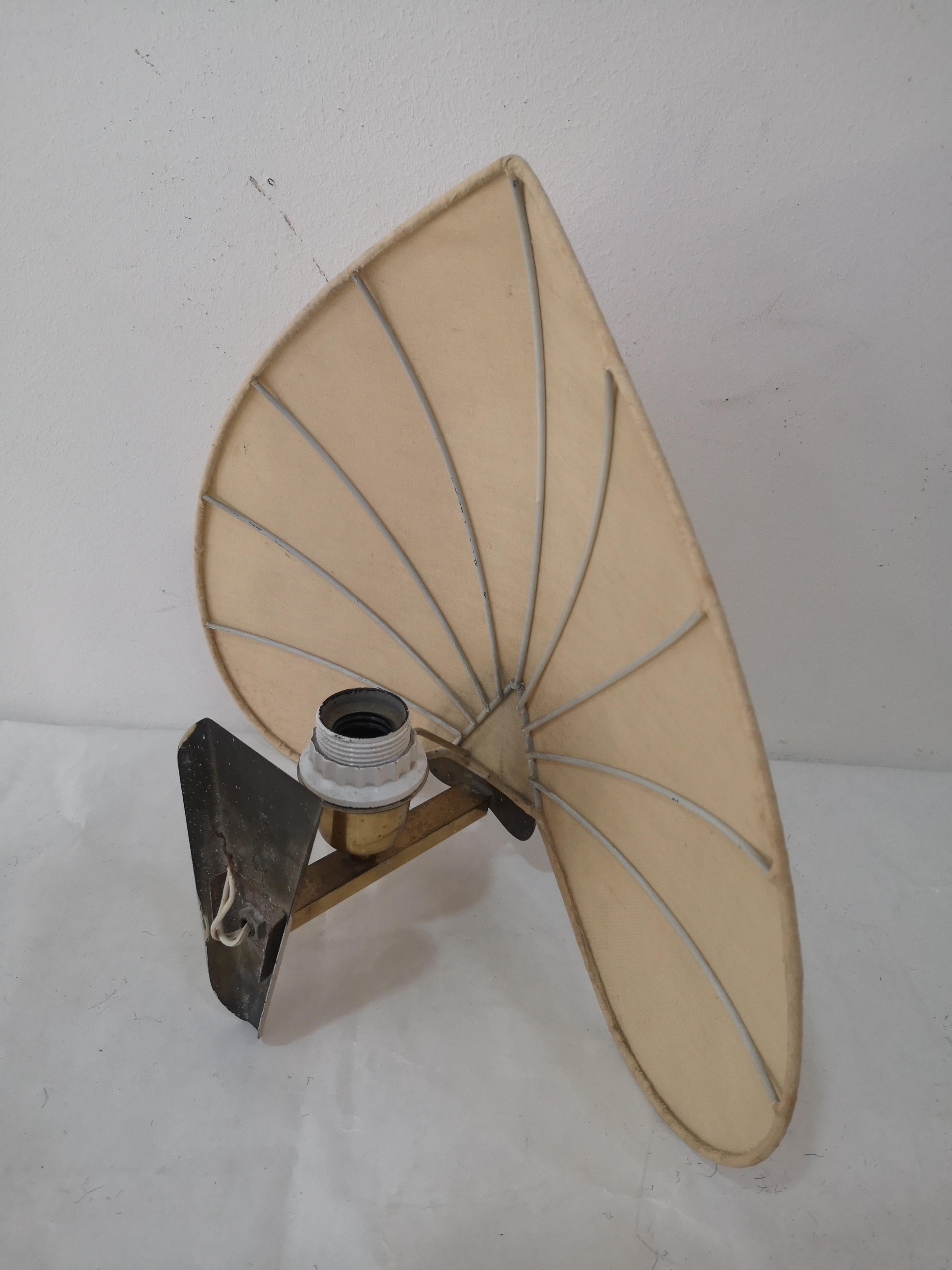 Satz 3 Applique con paravento in seta e struttura in ottone anni '60 im Angebot 2