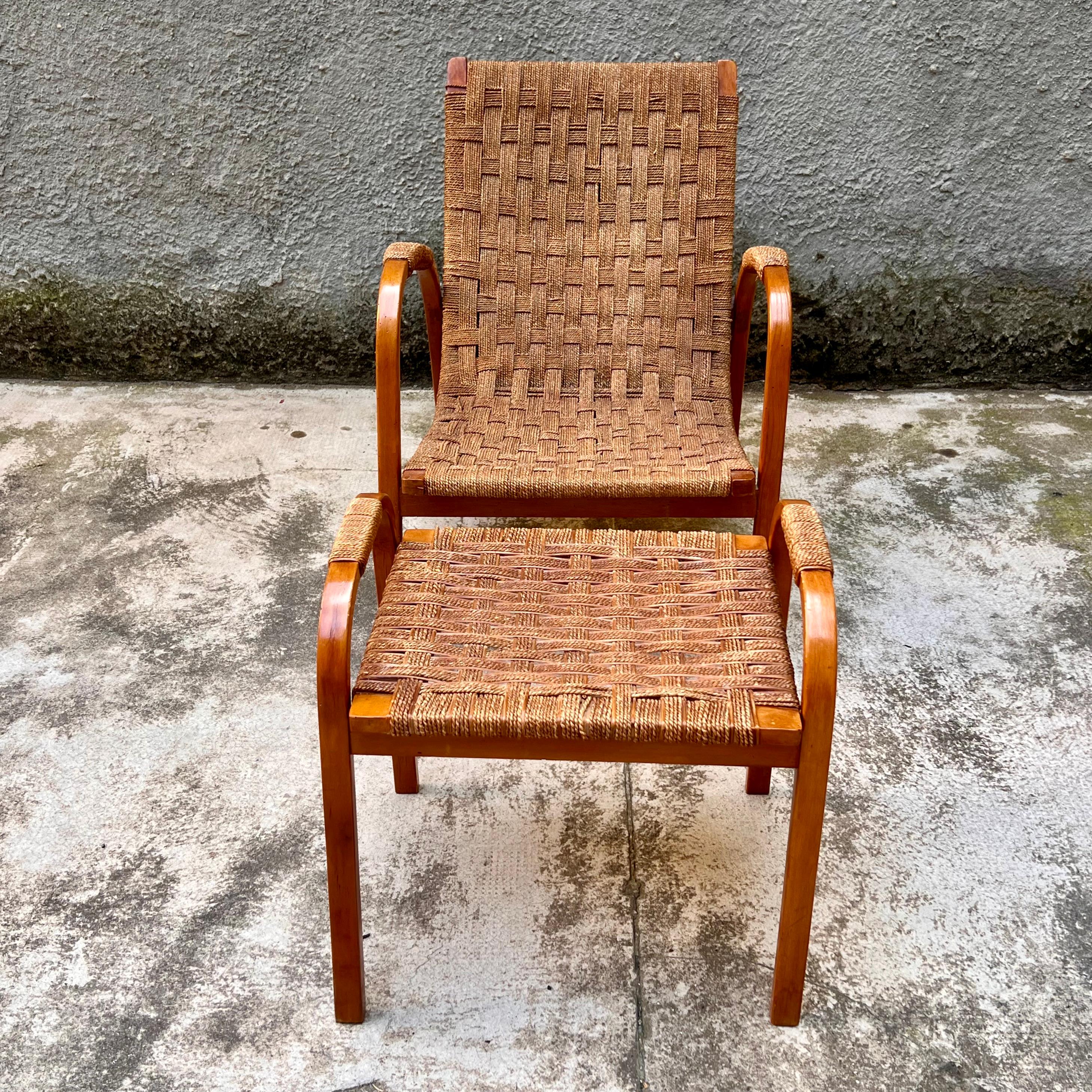 Set 3 Chaise Lounge and 1 Stool/Pouff - G. Pagano Pogatschnig - italy 1940s For Sale 11