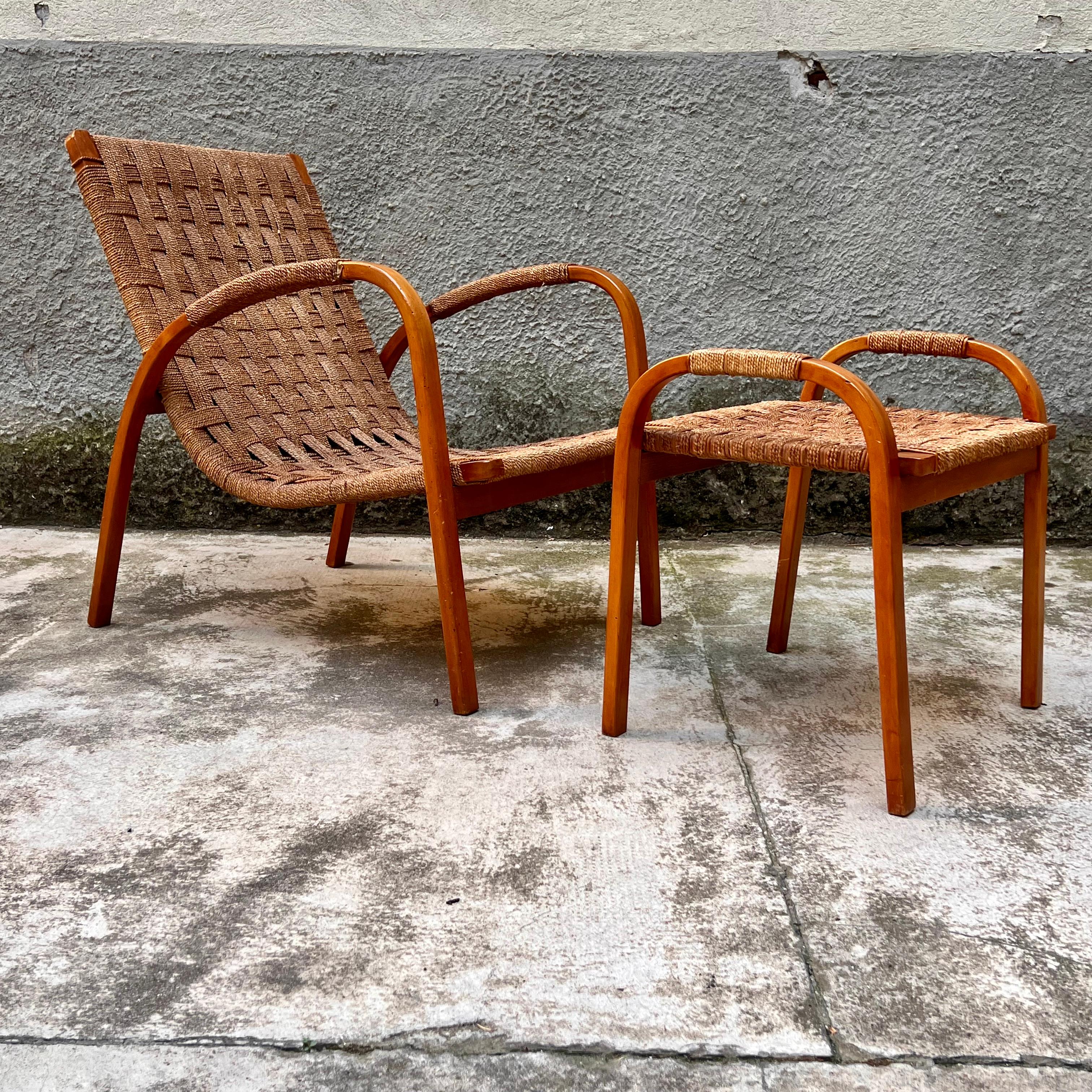 Set 3 Chaise Lounge and 1 Stool/Pouff - G. Pagano Pogatschnig - italy 1940s For Sale 12