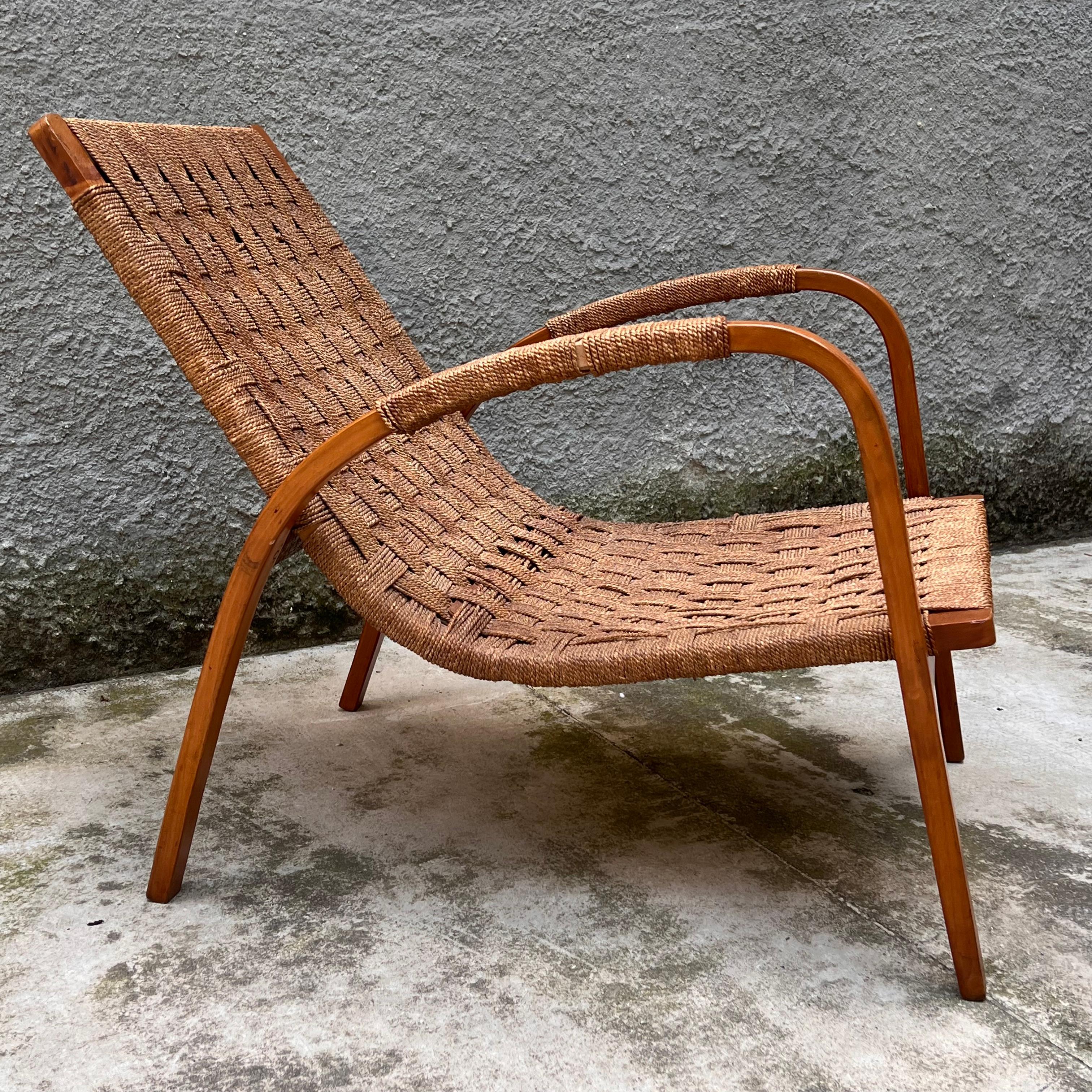20th Century Set 3 Chaise Lounge and 1 Stool/Pouff - G. Pagano Pogatschnig - italy 1940s For Sale