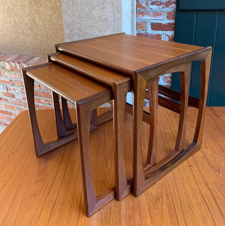 Set 3 English MidCentury Modern Teak Wood Nesting Table End Coffee G