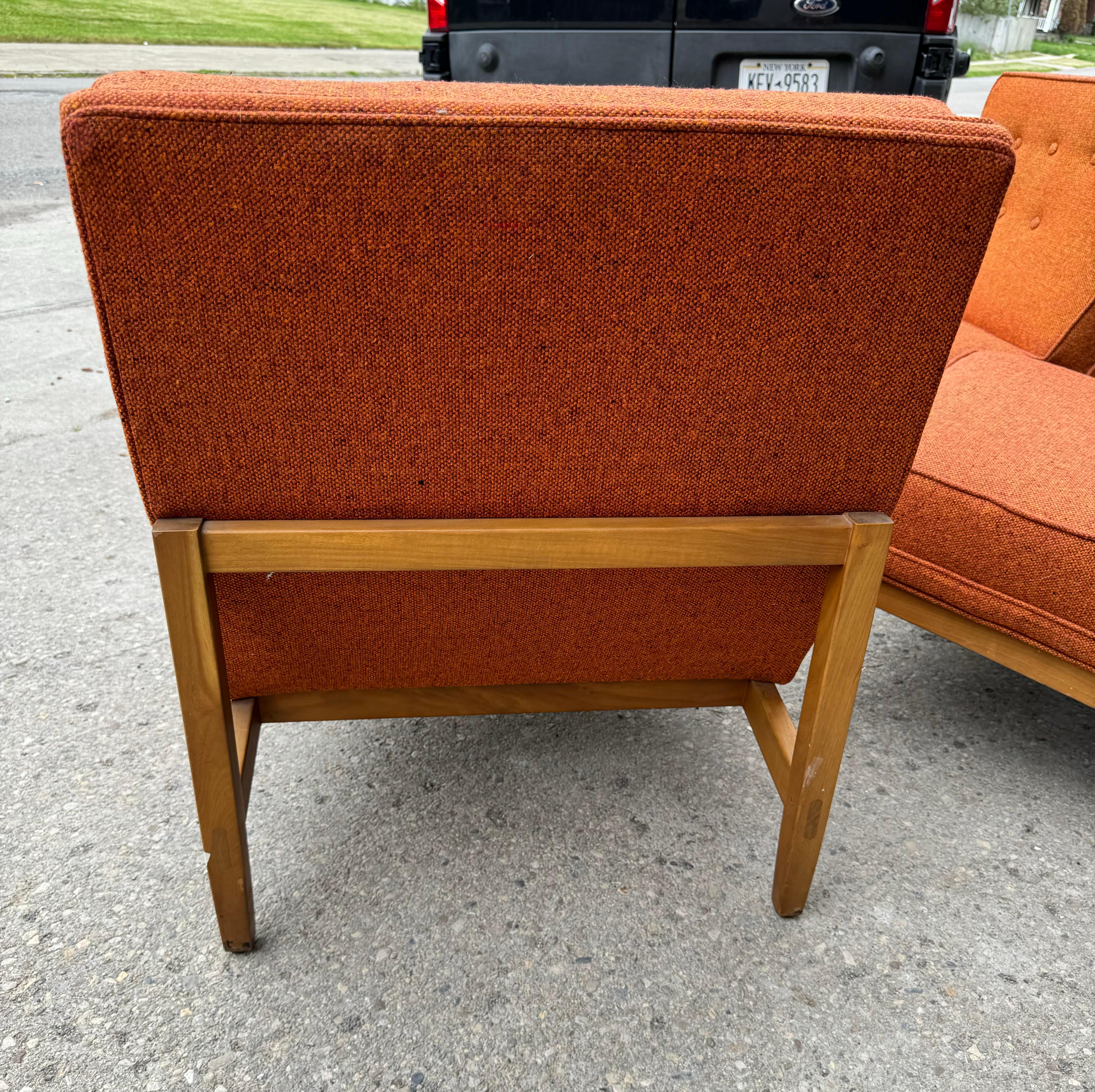 Set 3 Florence Knoll Slipper Chairs (3-seat sofa) . Classic Mid Century Modern For Sale 1