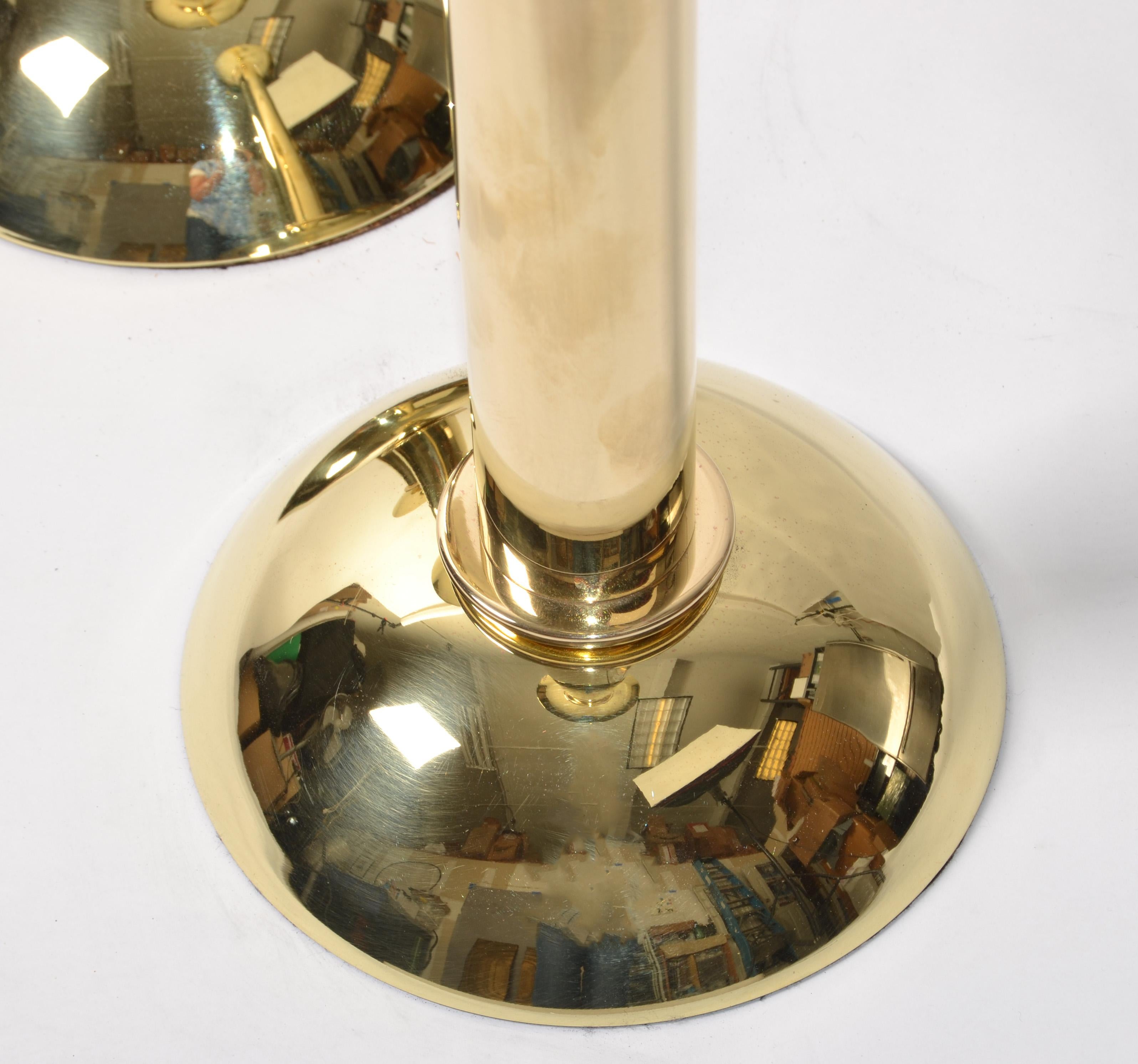 Set 3 Karl Springer LTD Polished Brass Nesting Pillar Candlesticks Holders 1985  For Sale 5