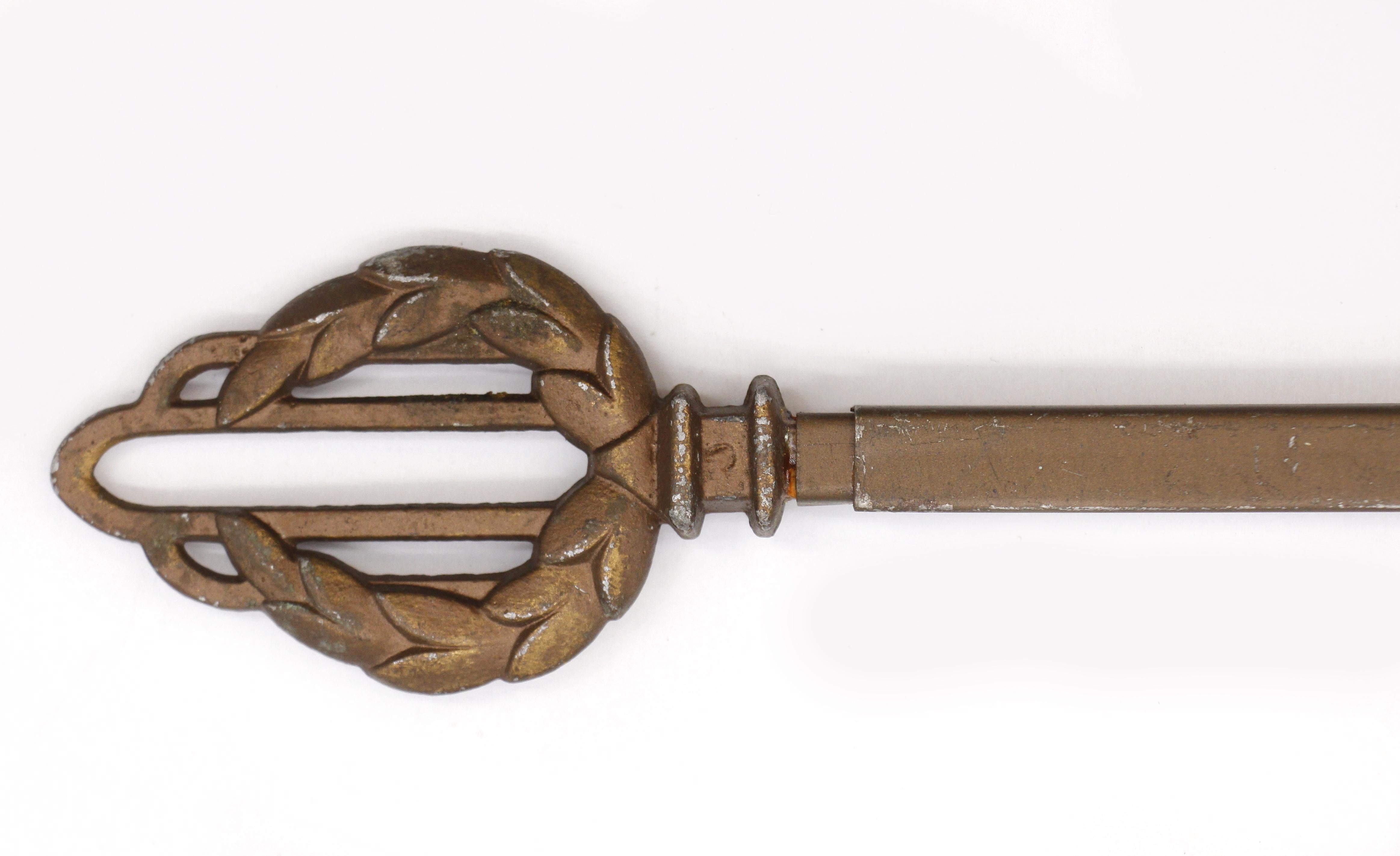 This set consists of three curtain holders made by Kirsch. These holders are constructed from steel and feature swing arms for holding curtains or drapes. They are adorned with brass finials, adding a touch of elegance to your window treatments.