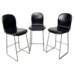Set 3 sgabelli da bar/banco in pelle Jasper Morrison / Cappellini "tate"
