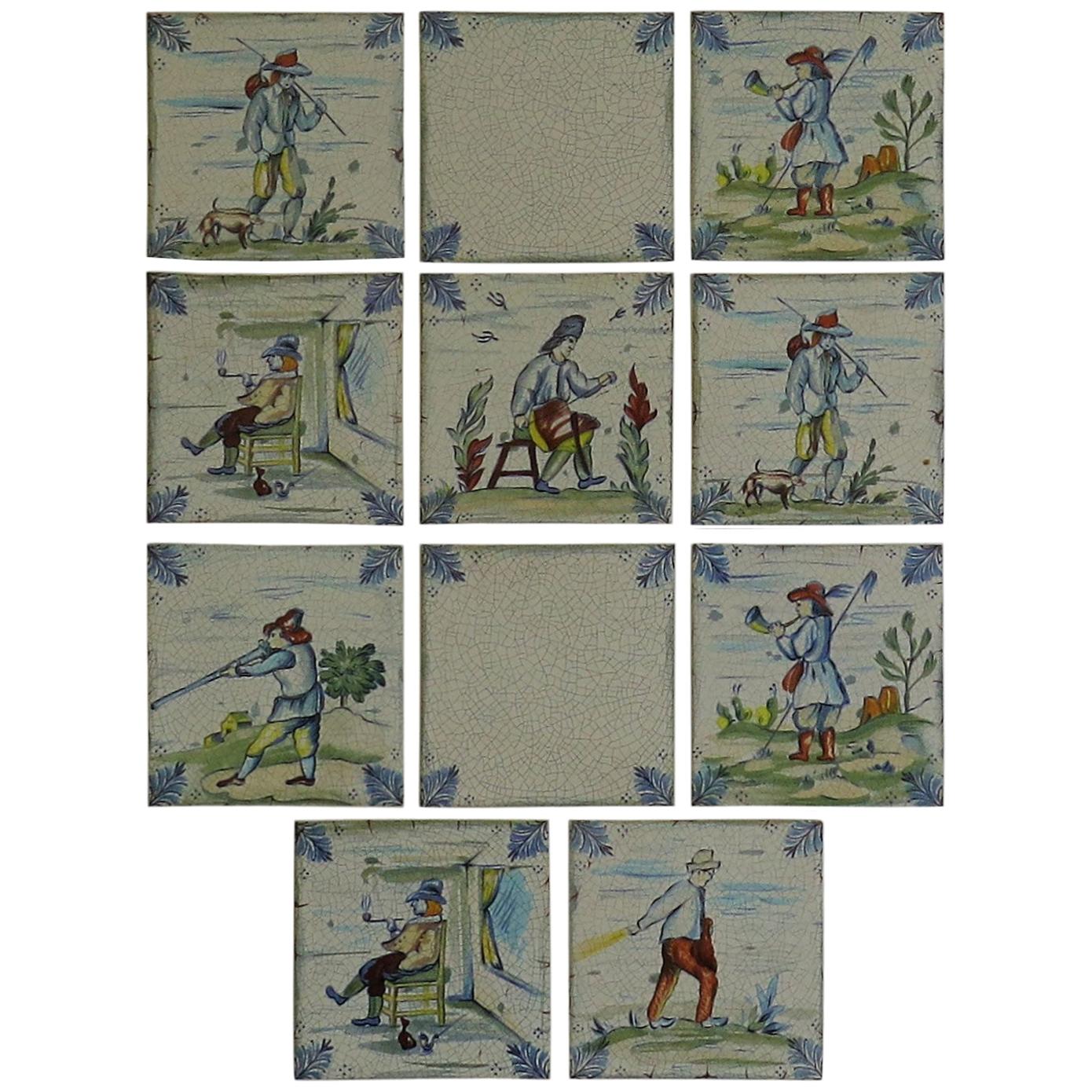 Set of Eleven Ceramic Wall Tiles by Servais of Germany Set 3, circa 1950