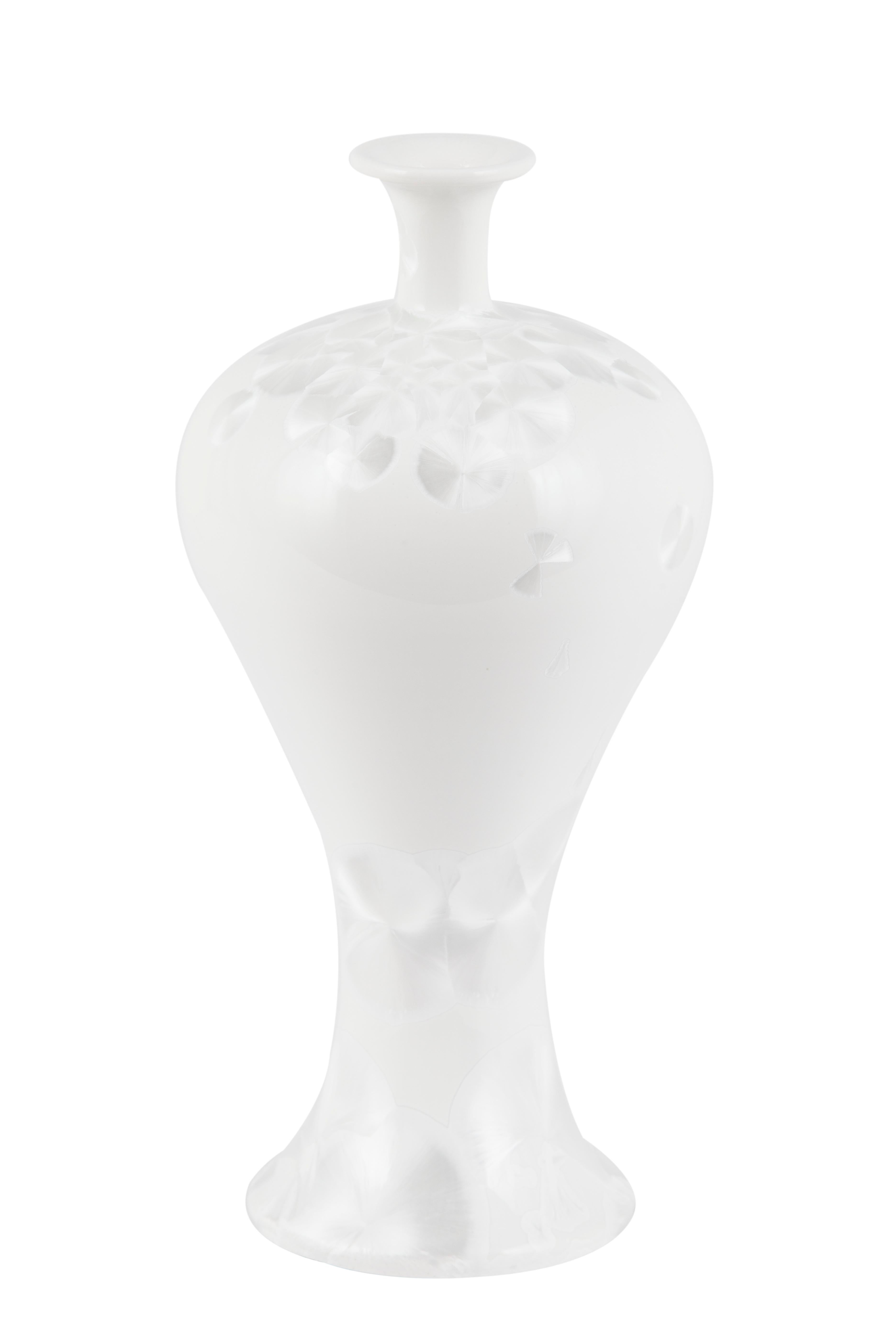 Contemporary Set/3 Porcelain Vases, DiaoChan Vases, White, Handmolded & Hand Decorated For Sale
