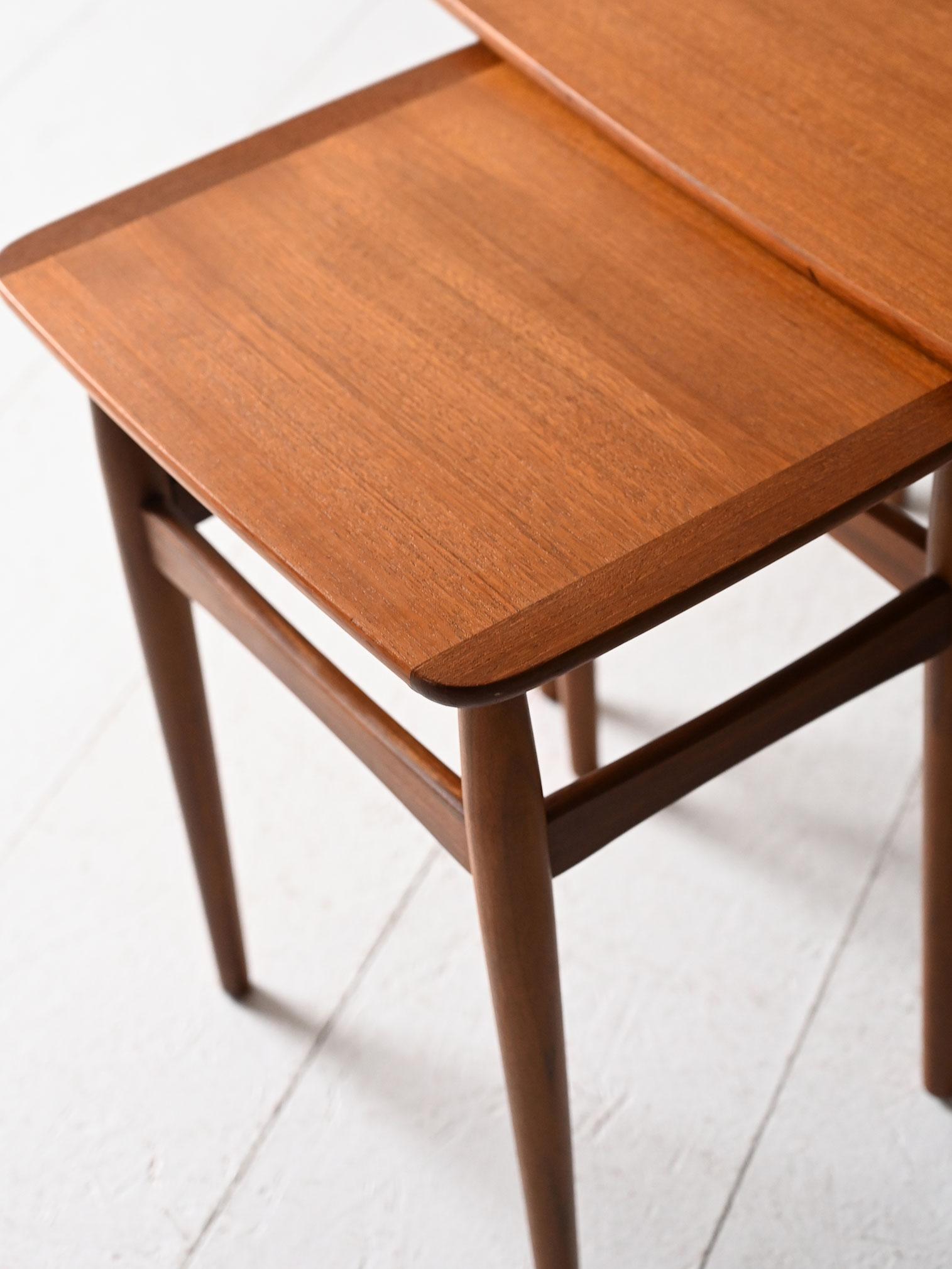 Teck Set 3 tavolini scandinavi anni ’60 in teak en vente