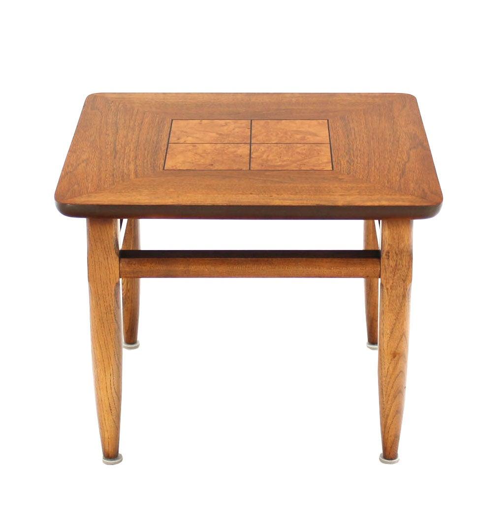 Laqué Set 3(three) American Burl Walnut Square End Side Tables Occasional Stands MINT ! en vente