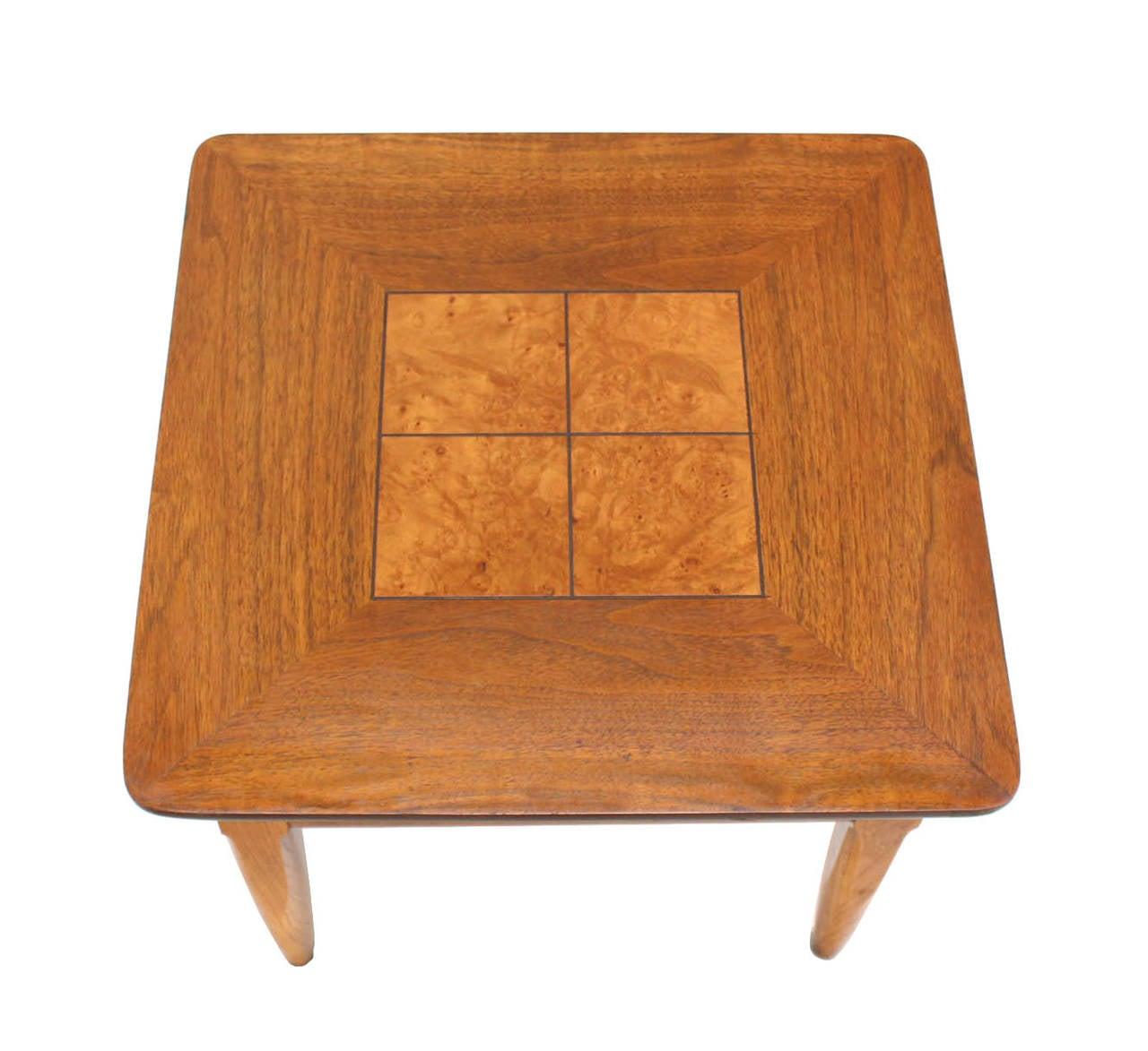 20th Century Set 3 Three American Burl Walnut Square End Side Occasional Tables Stands MINT! For Sale