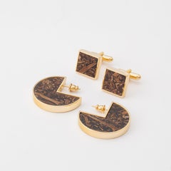 Set 3, Vinha Cufflinks & Sol Earrings in Gold Plated Brass by VIKA TONU x MATTER