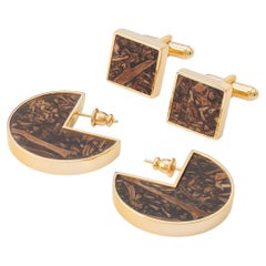 Set 3, Vinha Cufflinks & Sol Earrings in Gold Plated Brass by VIKA TONU x MATTER