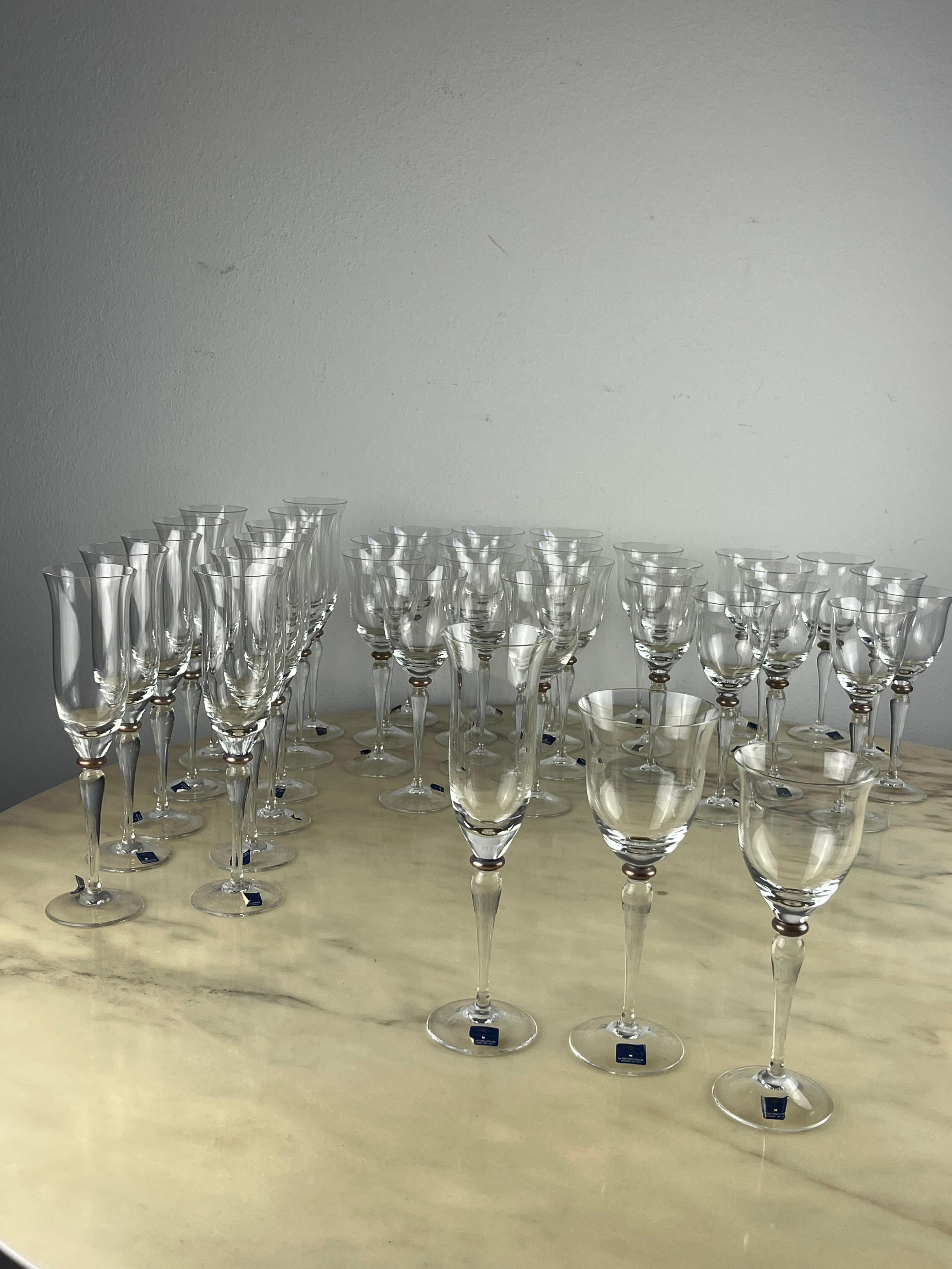 Set 36 pcs. very thin crystal glasses, Czech Republic, 80s. Never used. Bohemia crystal.
Purchased from a jeweler who closed his gift business.
12 water glasses (height 22 cm and diameter 8 cm), 12 wine glasses (height 20 cm and diameter 7.5 cm), 12