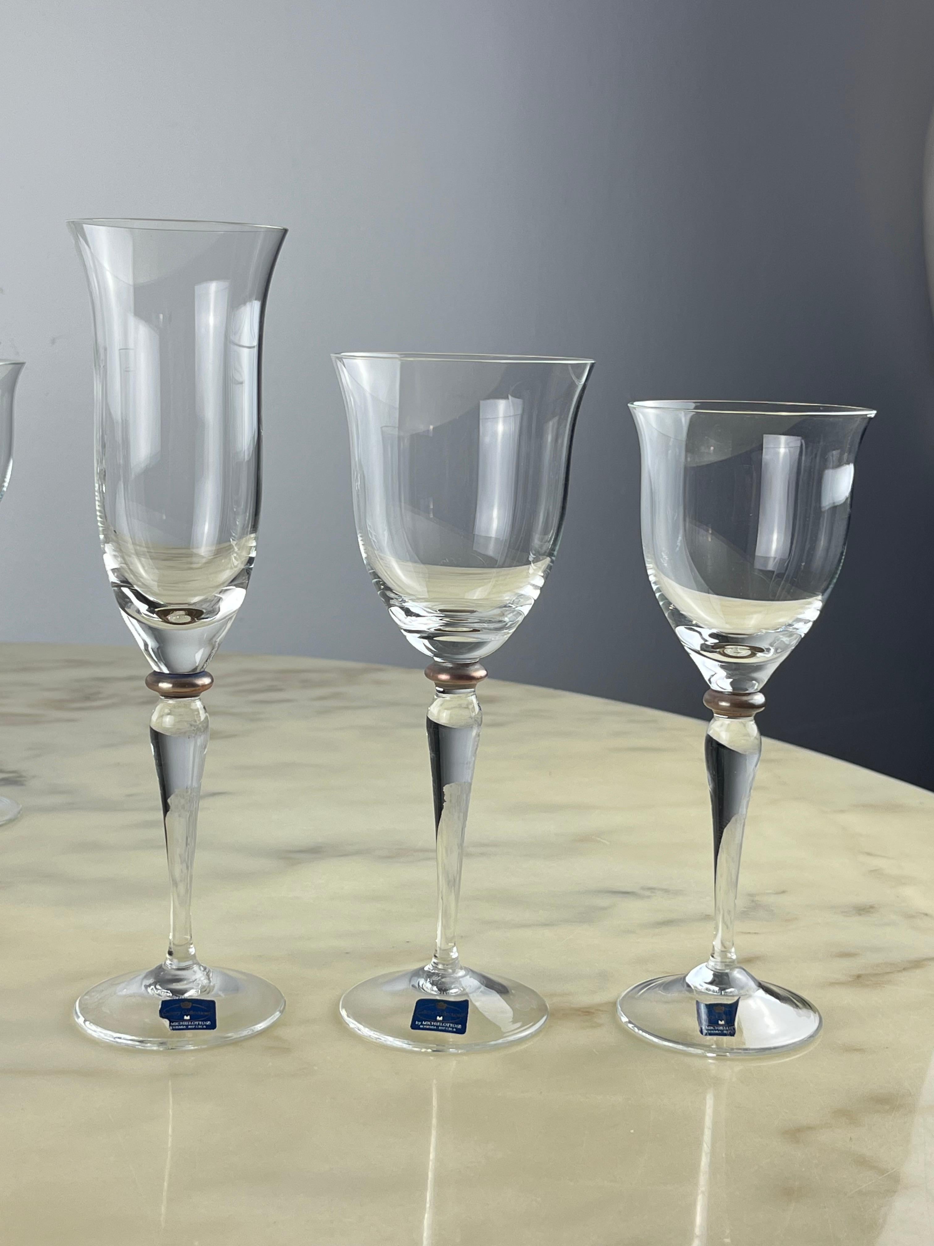 Set 36 pcs. Very Thin Crystal Glasses, Czech Republic, 80s In Excellent Condition For Sale In Palermo, IT