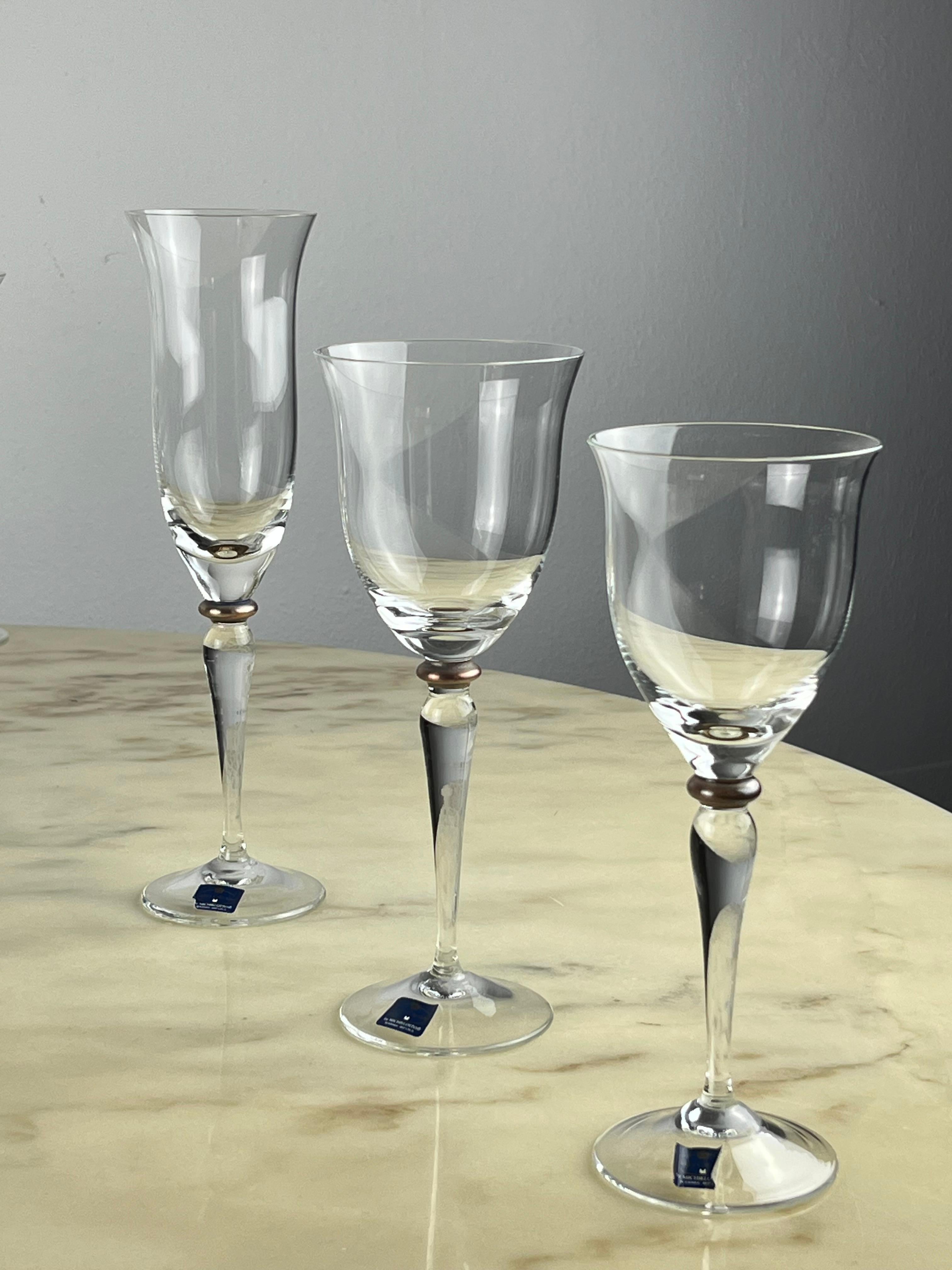 Set 36 pcs. Very Thin Crystal Glasses, Czech Republic, 80s For Sale 2
